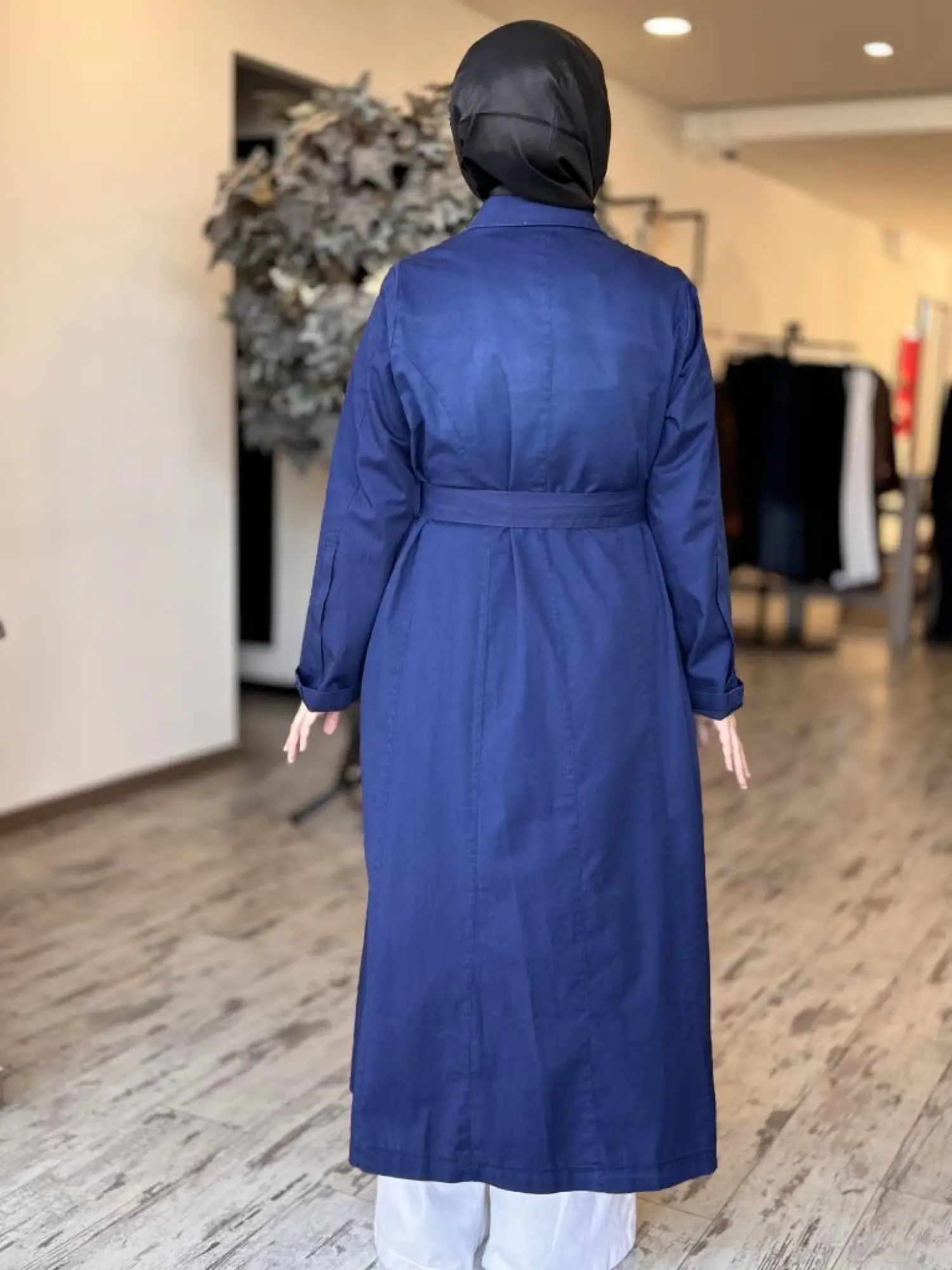 Misswhence Nakış Detaylı Kruvaze Tencel Denim Pardesü 37501