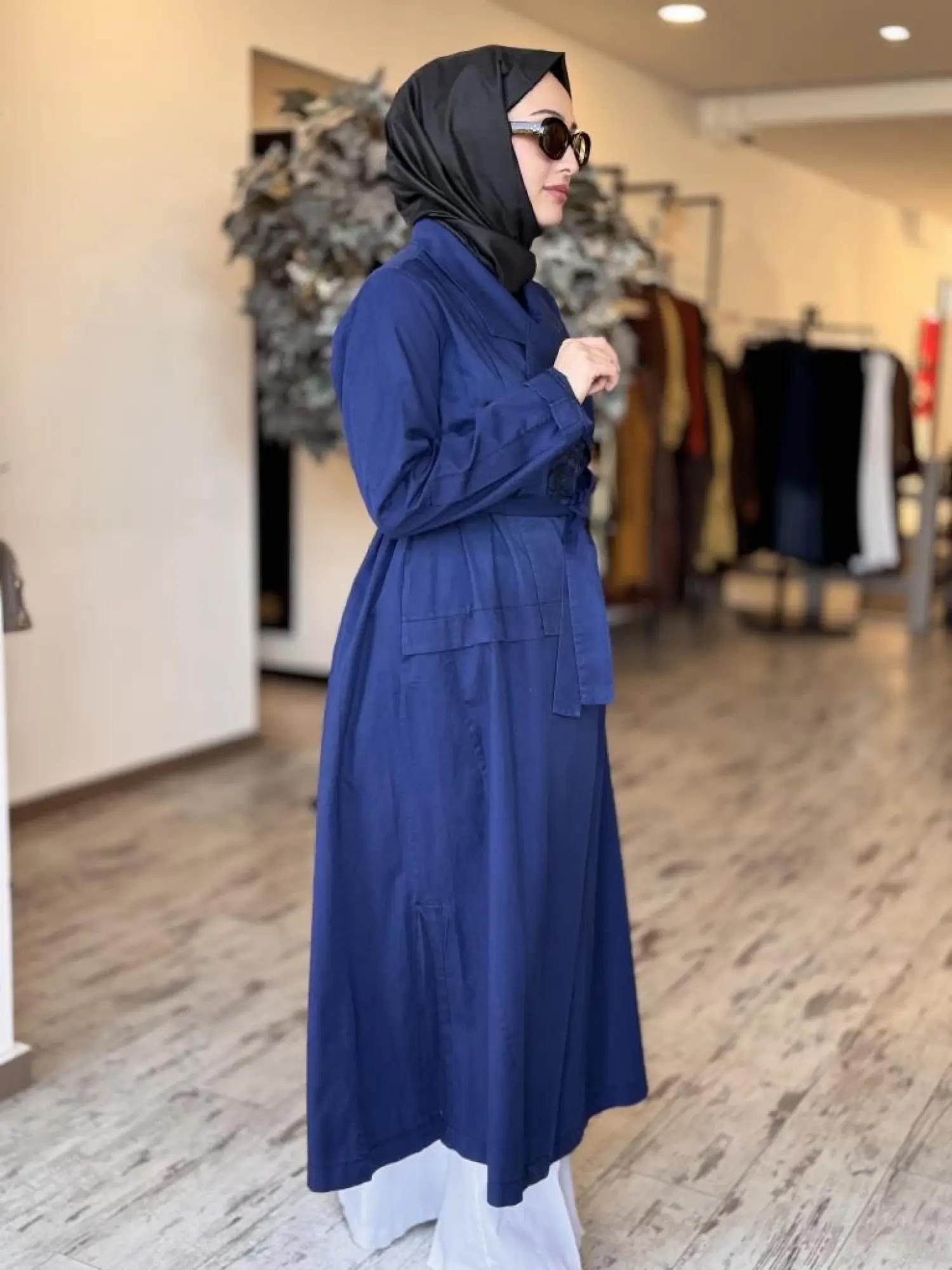 Misswhence Nakış Detaylı Kruvaze Tencel Denim Pardesü 37501