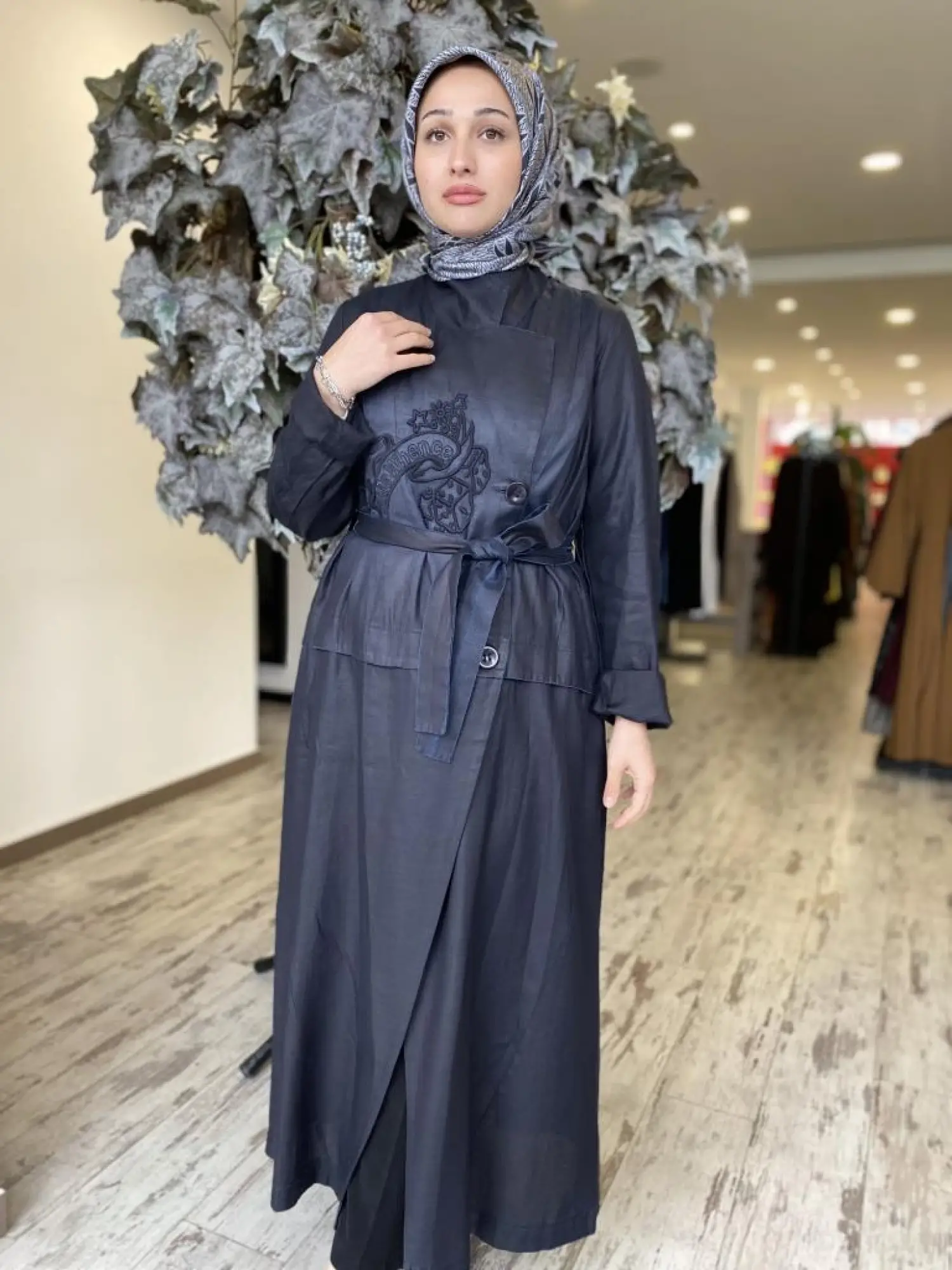 Misswhence Nakış Detaylı Kruvaze Tencel Viscon Pardesü 37501P