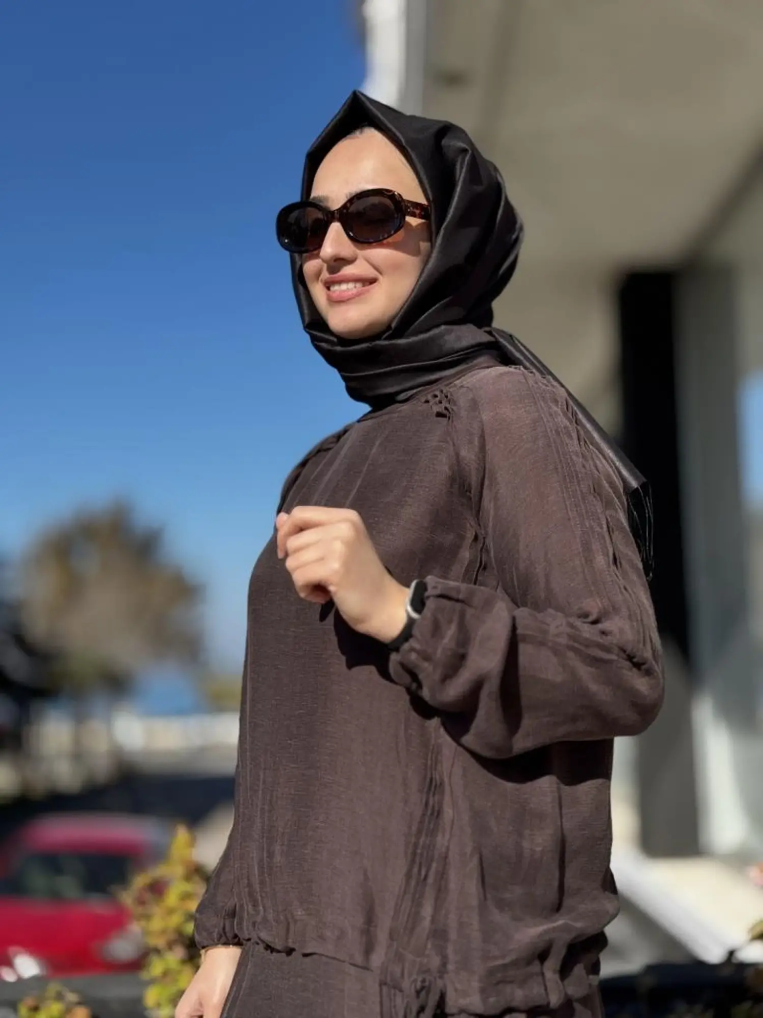 Misswhence Nervür Detaylı İpek Keten Bluz Etek Takım 37009