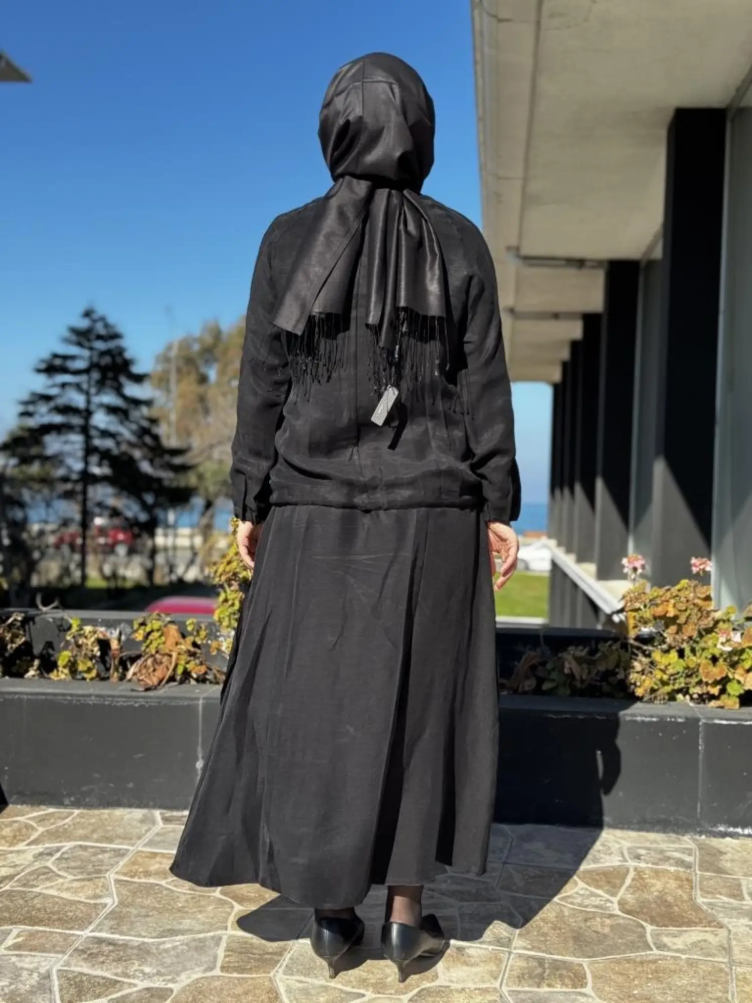 Misswhence Nervür Detaylı İpek Keten Bluz Etek Takım 37009