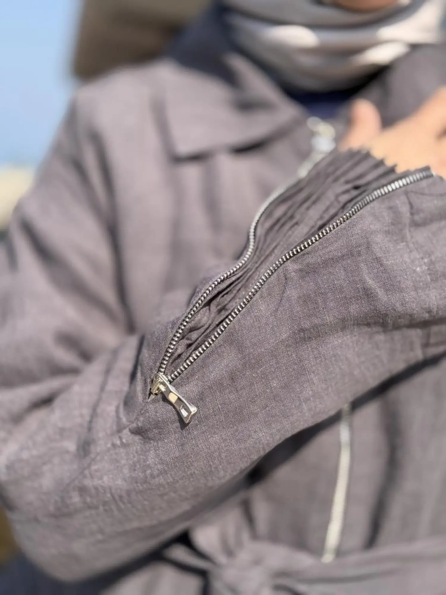 Misswhence Ön ve Arkası Fermuarlı Torba Cepli Keten Pardesü 37509