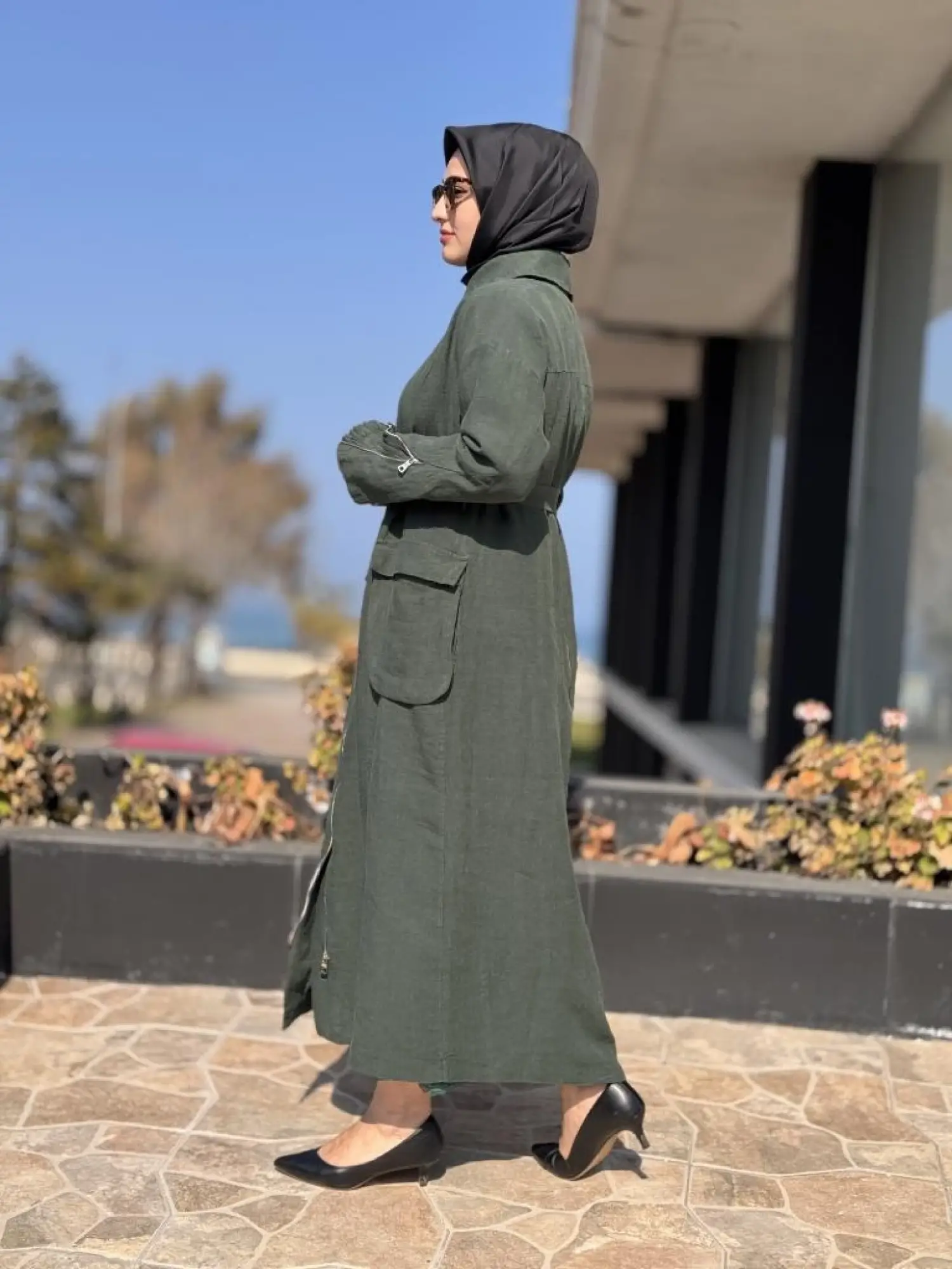 Misswhence Ön ve Arkası Fermuarlı Torba Cepli Keten Pardesü 37509