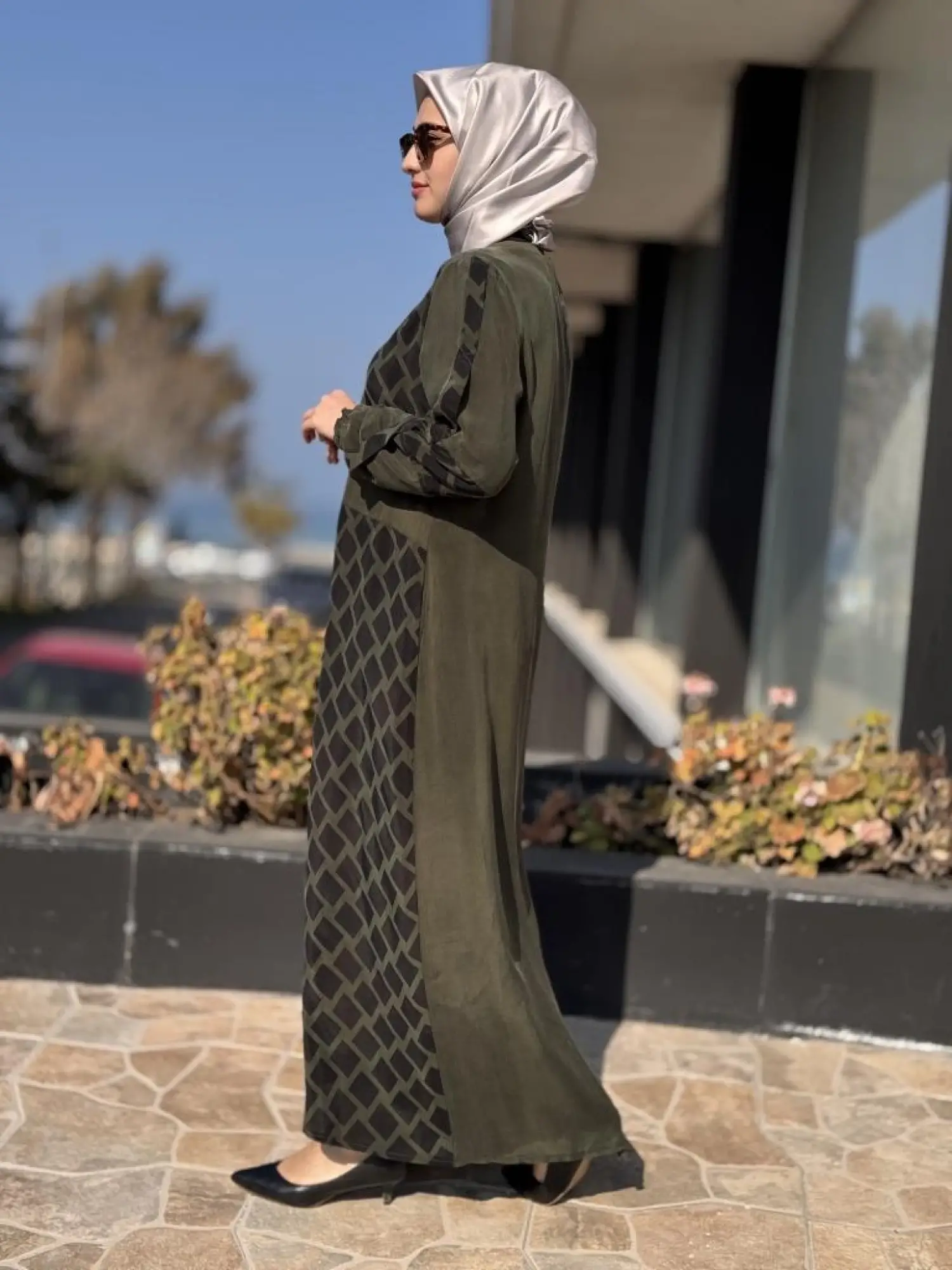 Misswhence Önü Desenli Arkası Sade Cupra İpek Elbise 37825