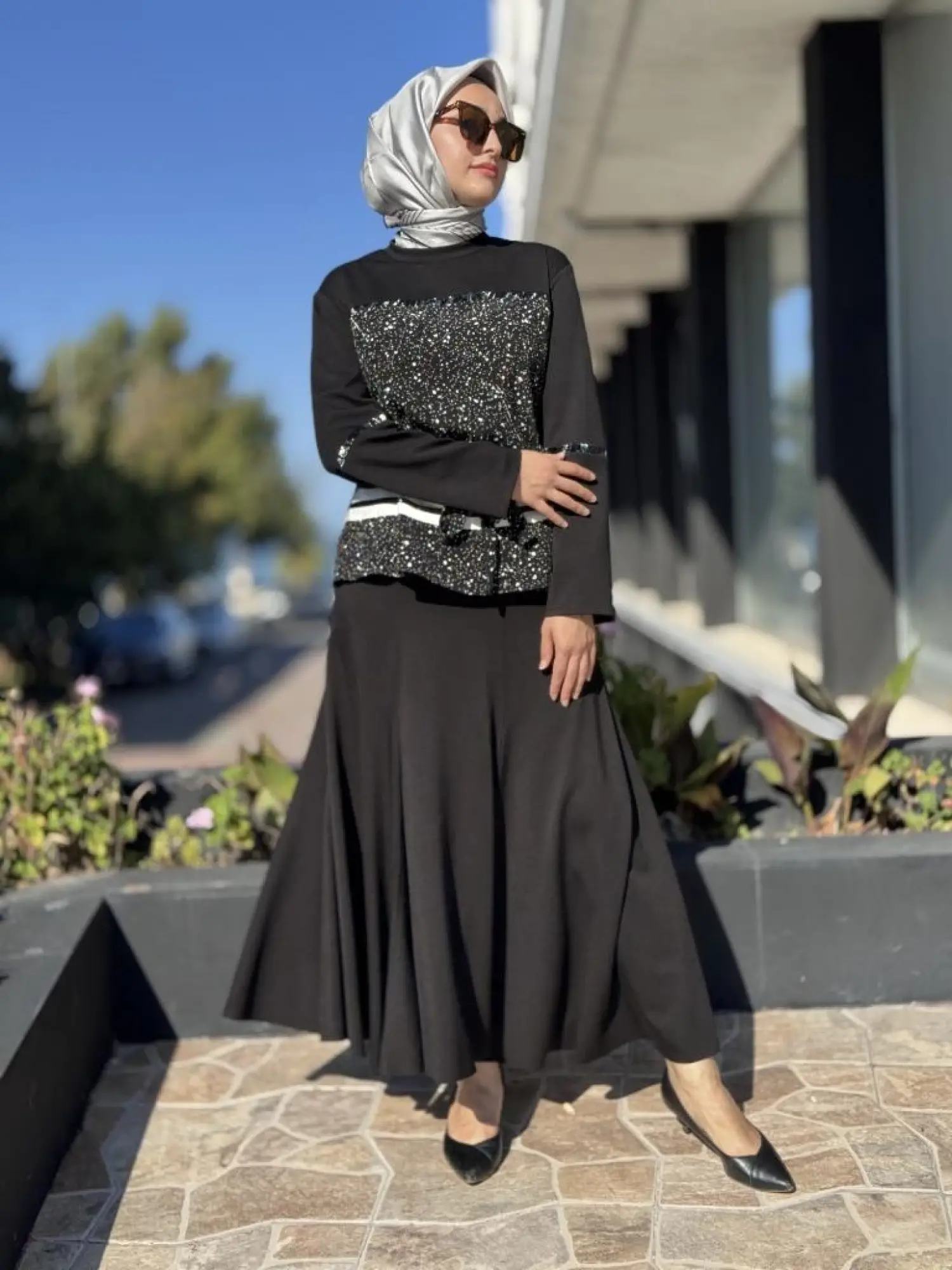 Misswhence Önü Şerit Rugan Detaylı Bluz Etek Takım 38027