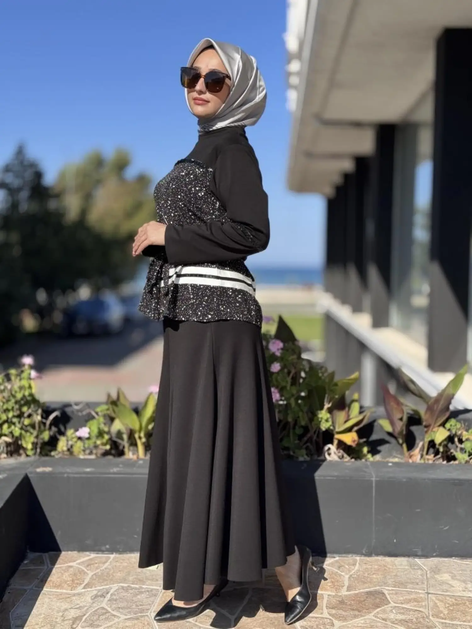 Misswhence Önü Şerit Rugan Detaylı Bluz Etek Takım 38027