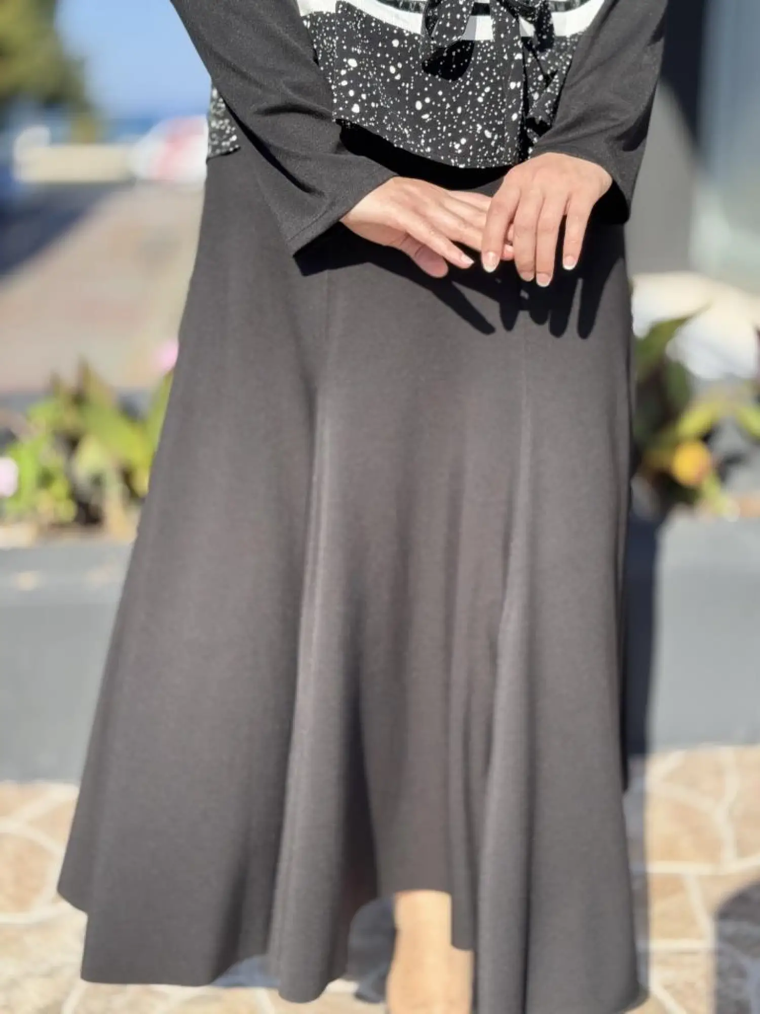 Misswhence Önü Şerit Rugan Detaylı Bluz Etek Takım 38027