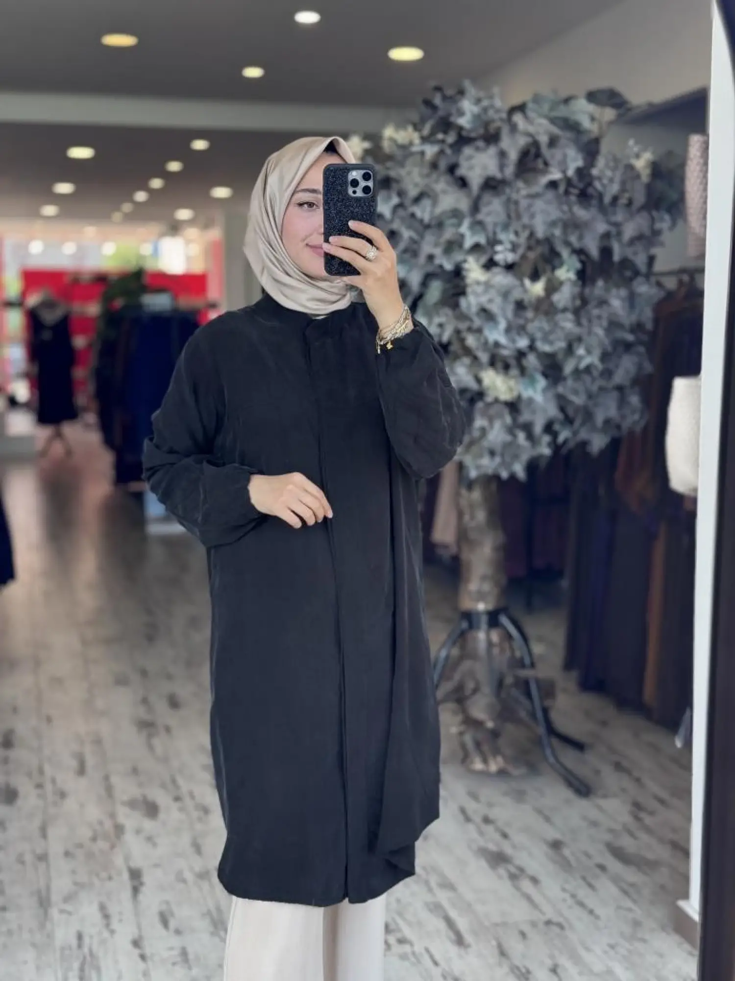 Misswhence Parça Detaylı Çıtçıtlı Düz Cupra İpek Gömlek/Kap 37315