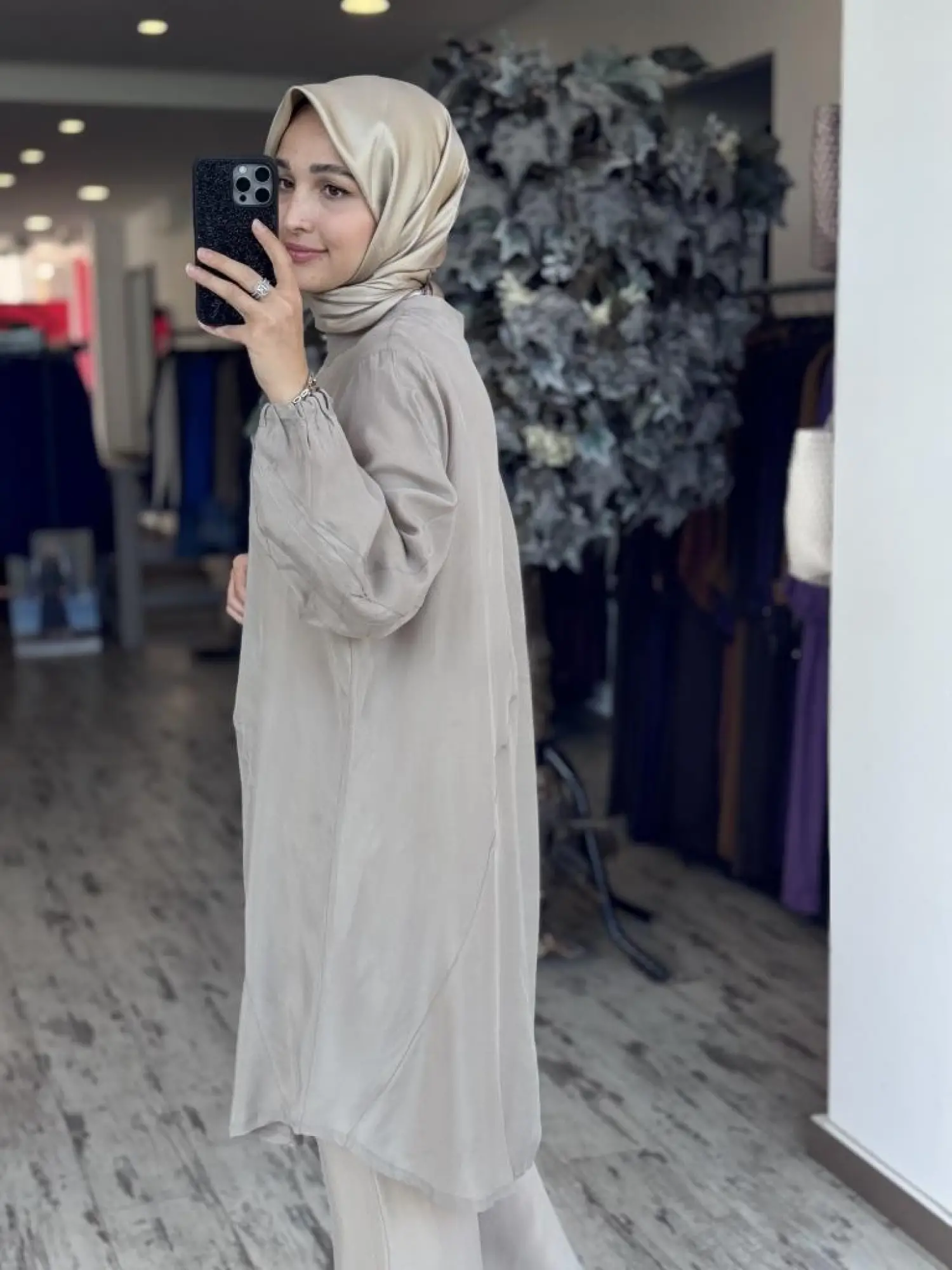 Misswhence Parça Detaylı Çıtçıtlı Düz Cupra İpek Gömlek/Kap 37315