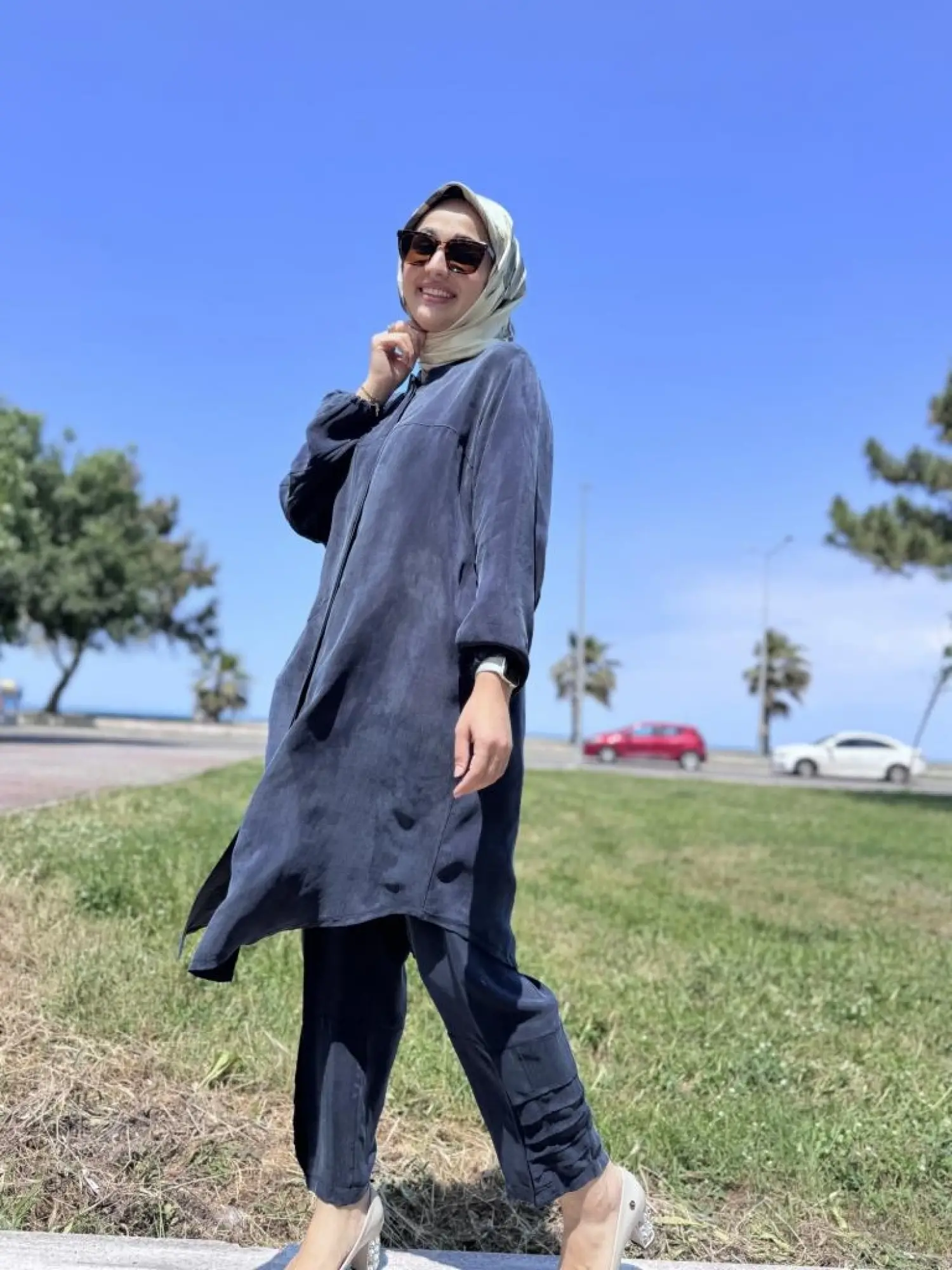 Misswhence Parça Detaylı Çıtçıtlı Düz Cupra İpek Gömlek/Kap 37315