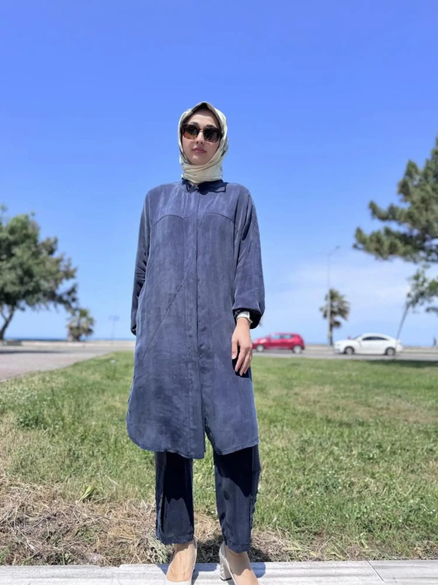 Misswhence Parça Detaylı Çıtçıtlı Düz Cupra İpek Gömlek/Kap 37315