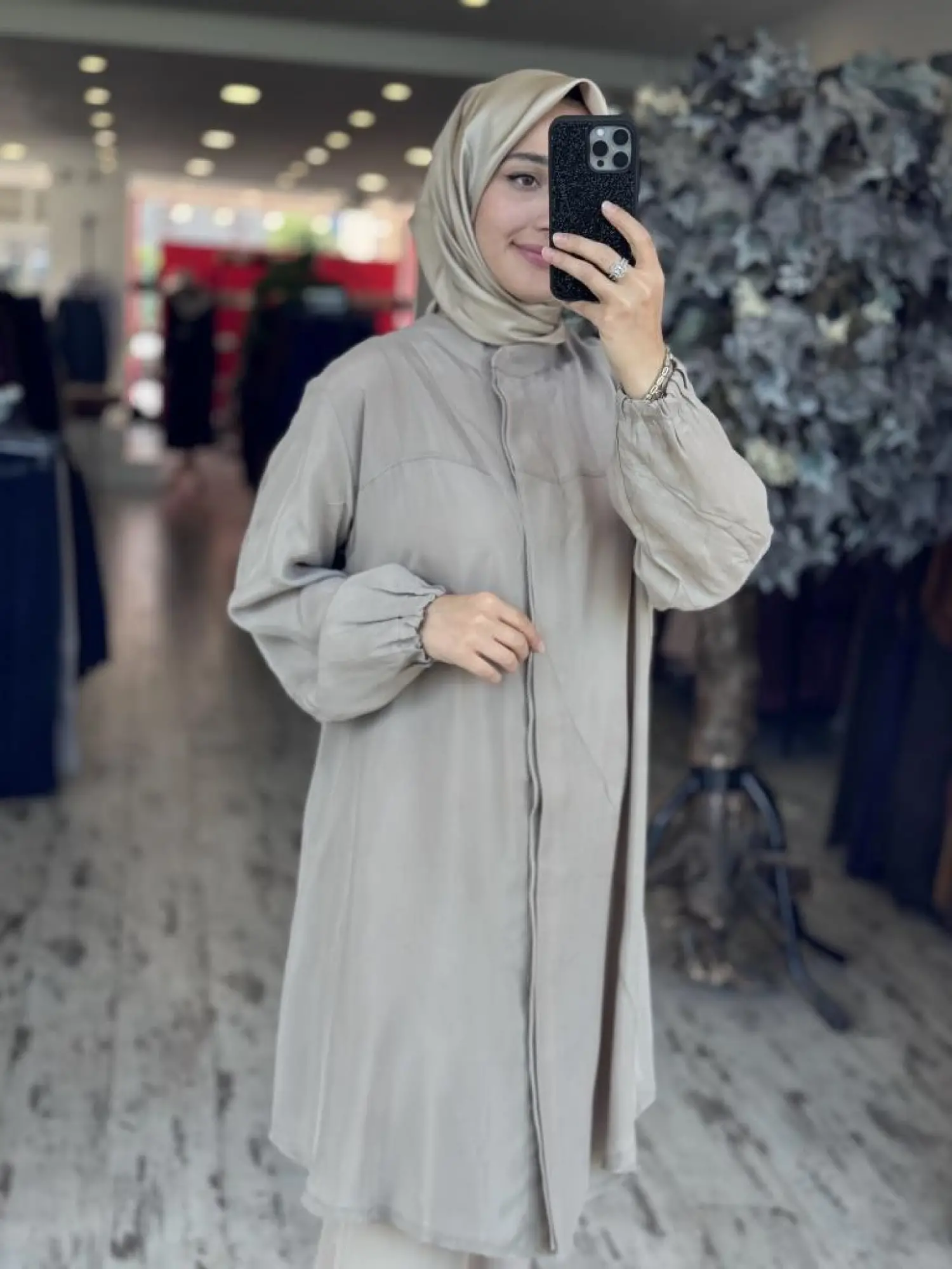 Misswhence Parça Detaylı Çıtçıtlı Düz Cupra İpek Gömlek/Kap 37315