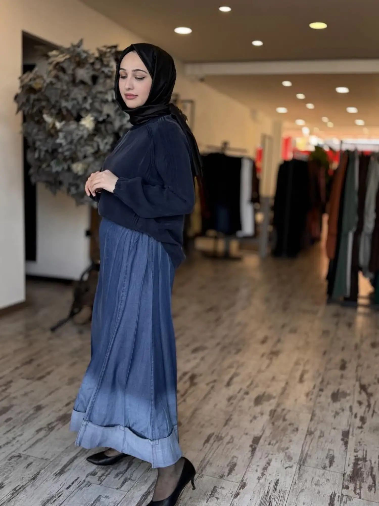 Misswhence Parçalı Tensel Kot Etek 37904