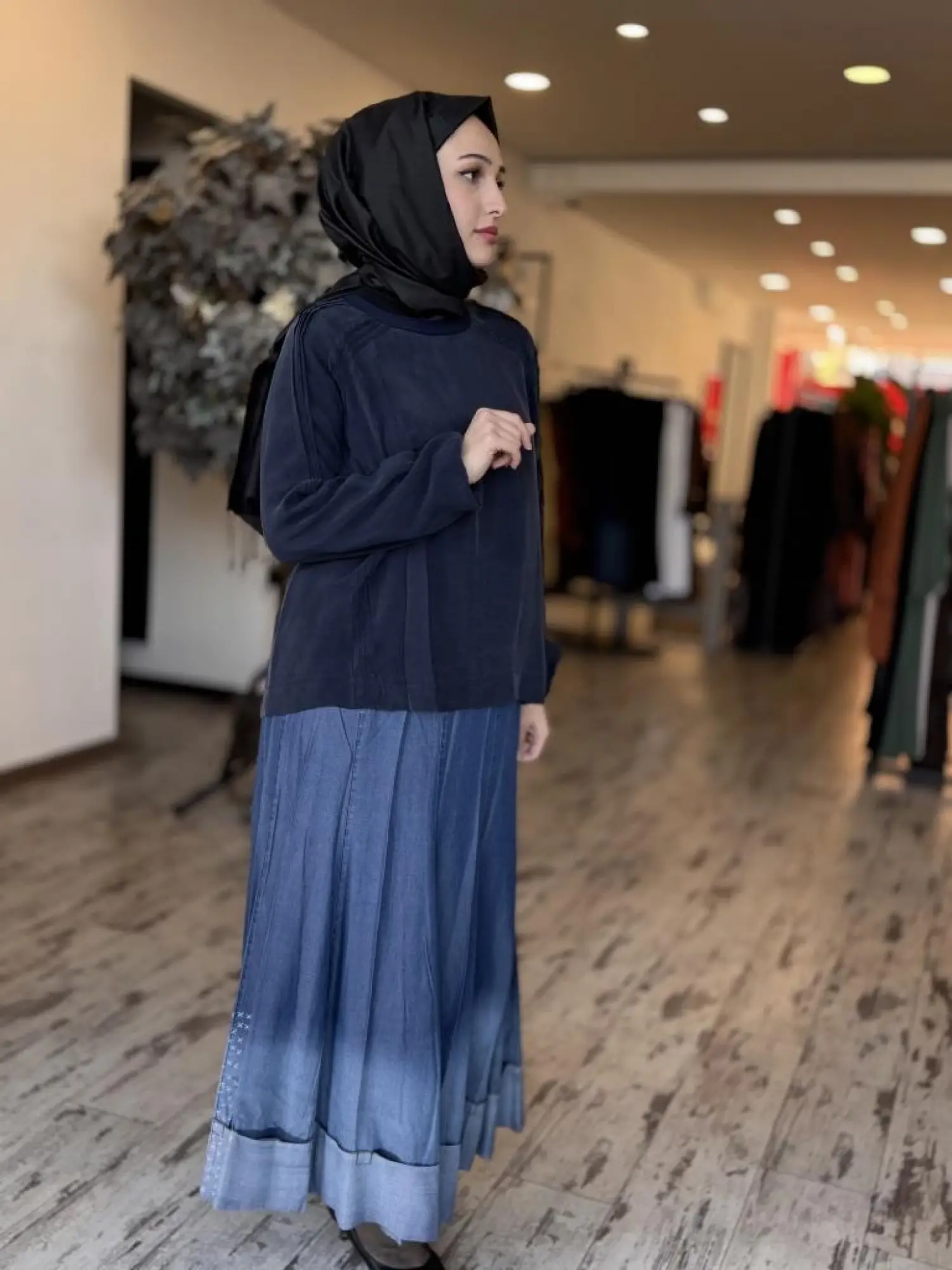 Misswhence Parçalı Tensel Kot Etek 37904