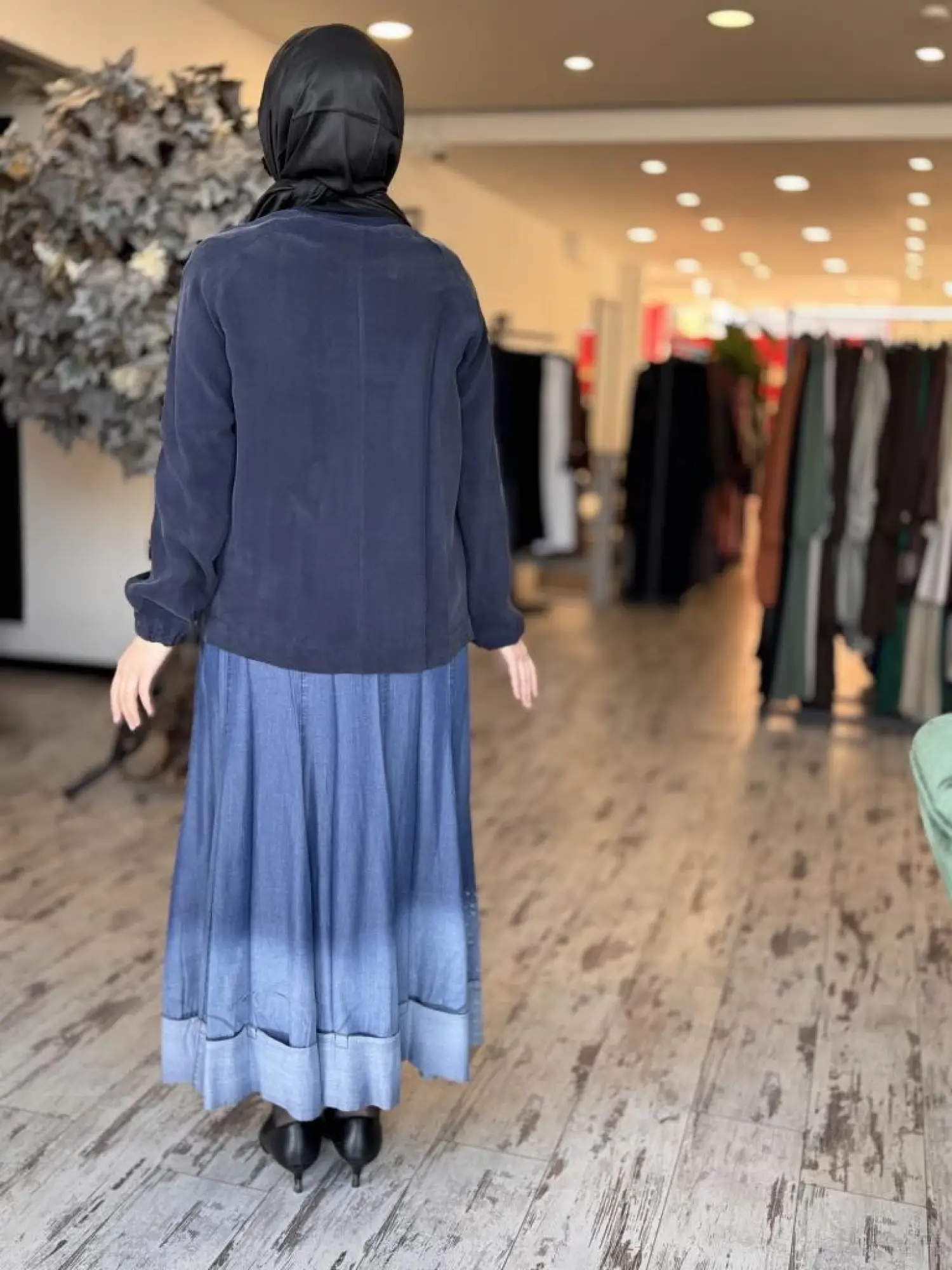 Misswhence Parçalı Tensel Kot Etek 37904