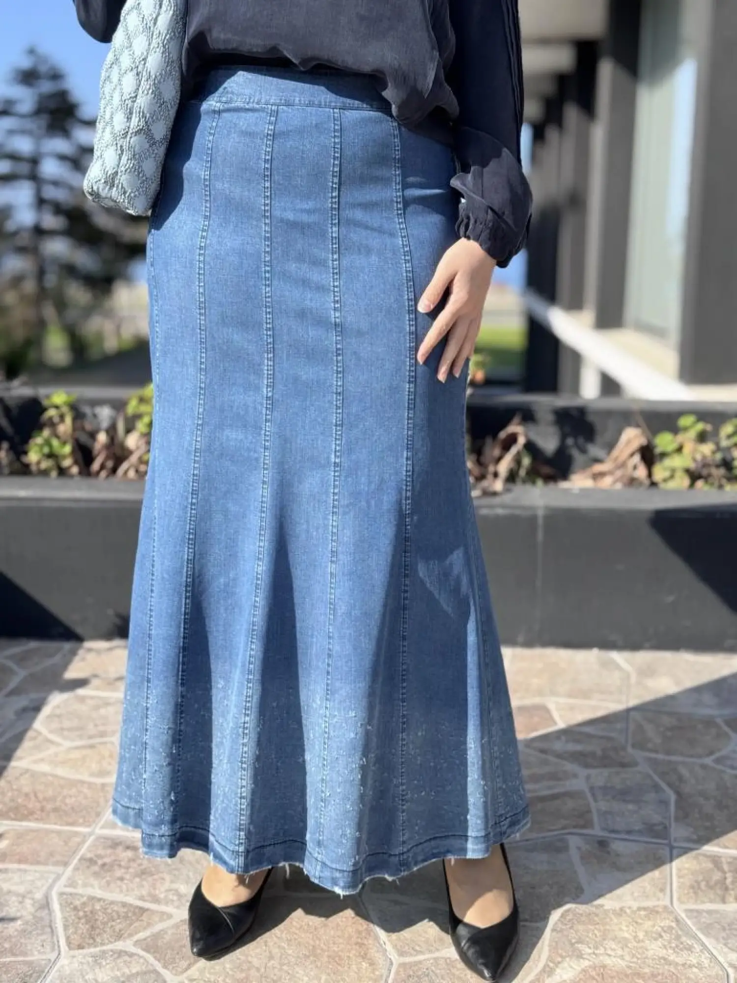 Misswhence Parçalı Tensel Kot Etek 37922