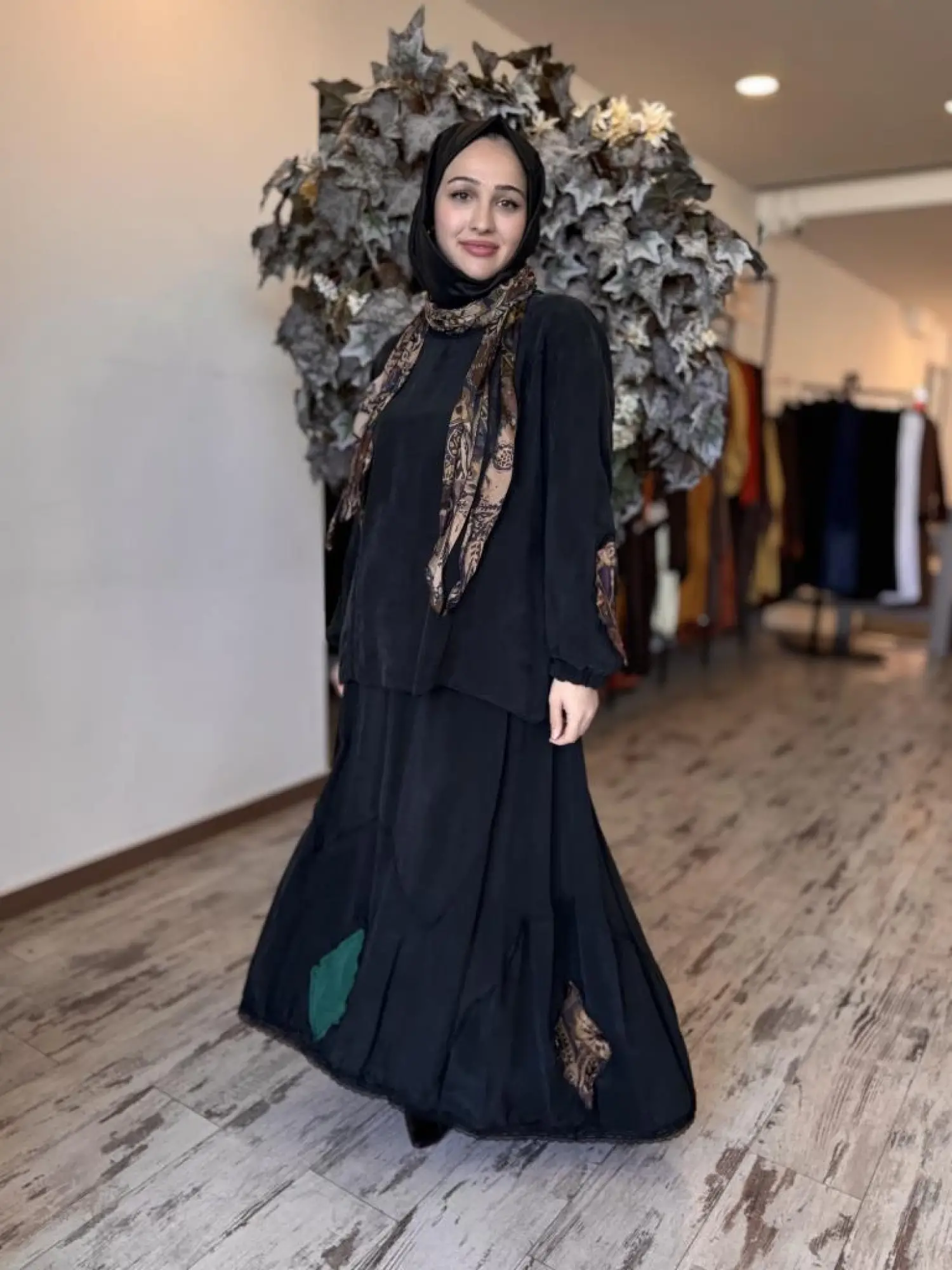 Misswhence Patcwork Detaylı Fistolu Bluz Etek Takım 37003