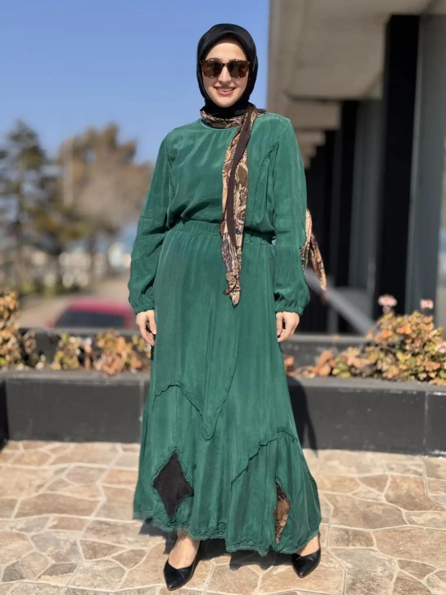 Misswhence Patcwork Detaylı Fistolu Bluz Etek Takım 37003