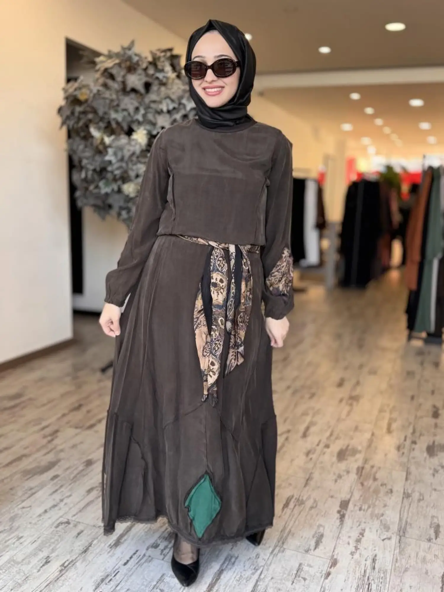 Misswhence Patcwork Detaylı Fistolu Bluz Etek Takım 37003