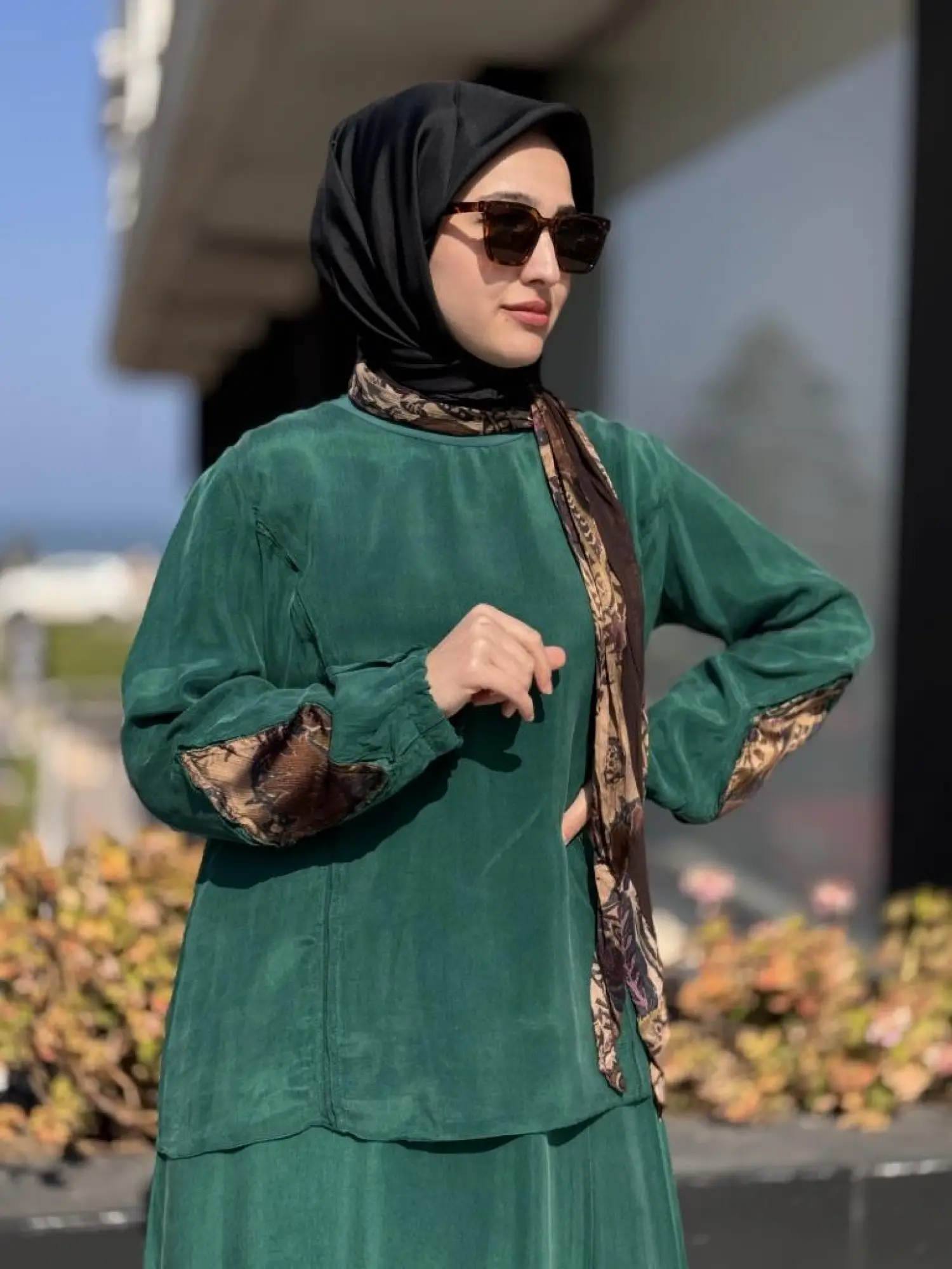 Misswhence Patcwork Detaylı Fistolu Bluz Etek Takım 37003