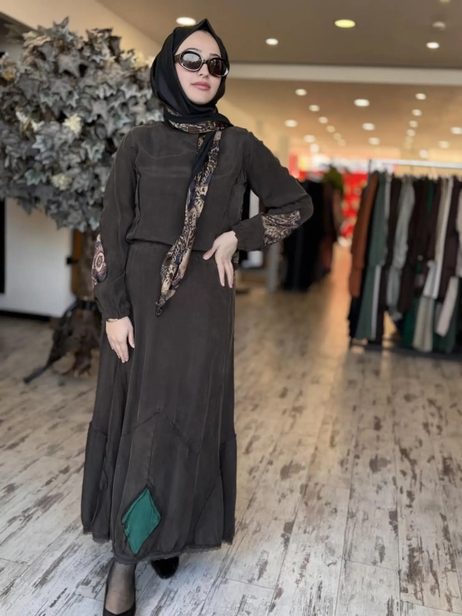 Misswhence Patcwork Detaylı Fistolu Bluz Etek Takım 37003