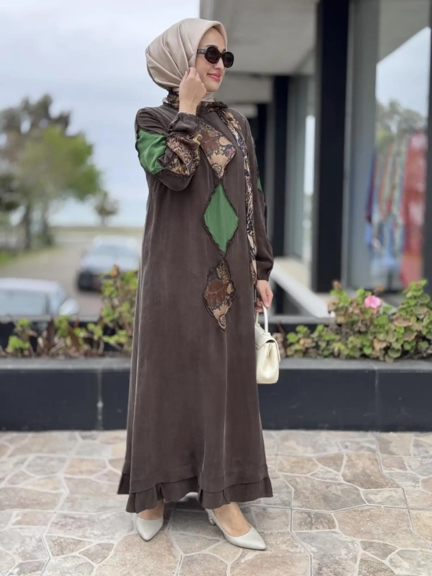 Misswhence Patcwork Detaylı Fularlı Elbise 37803