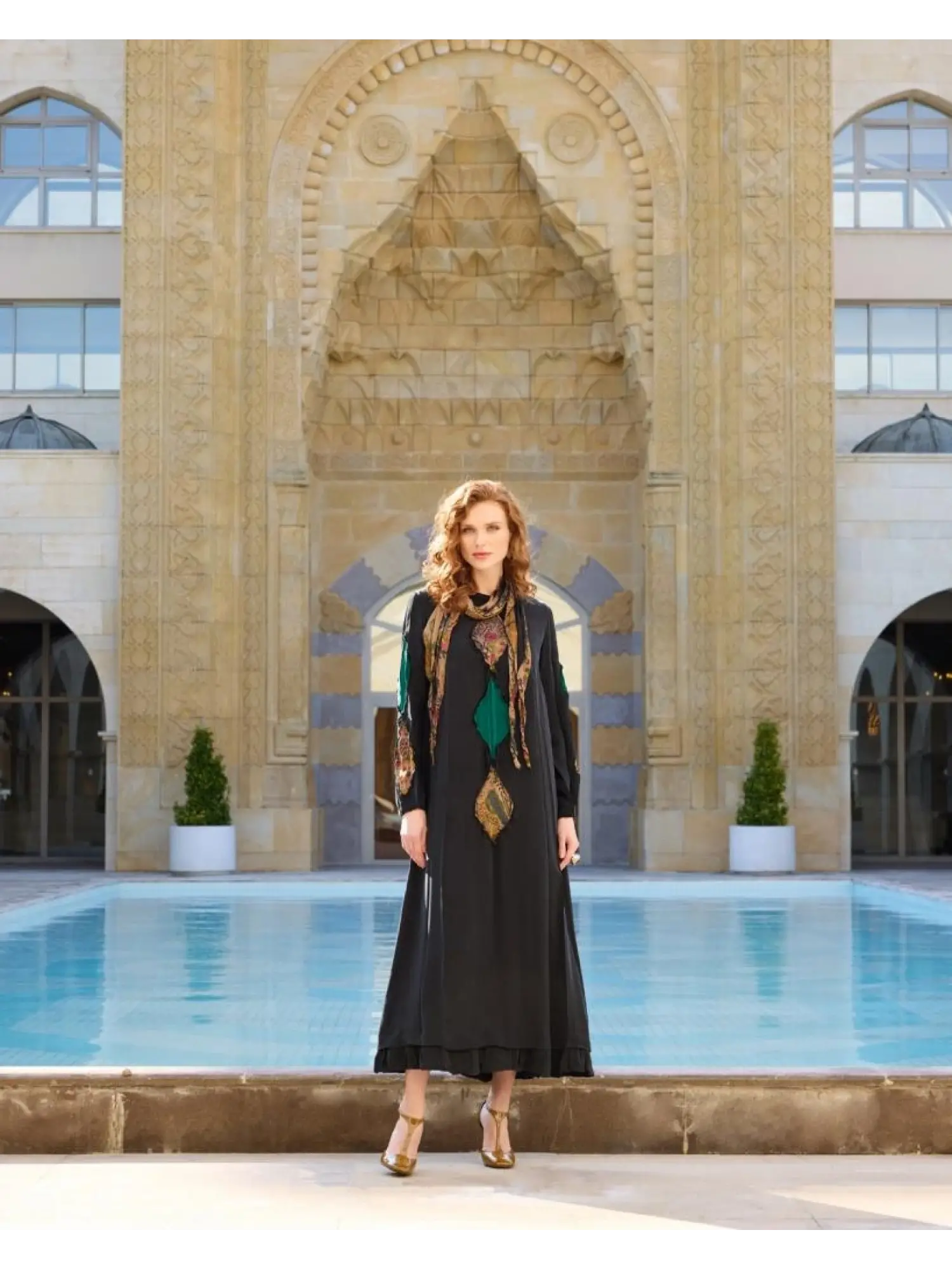 Misswhence Patcwork Detaylı Fularlı Elbise 37803