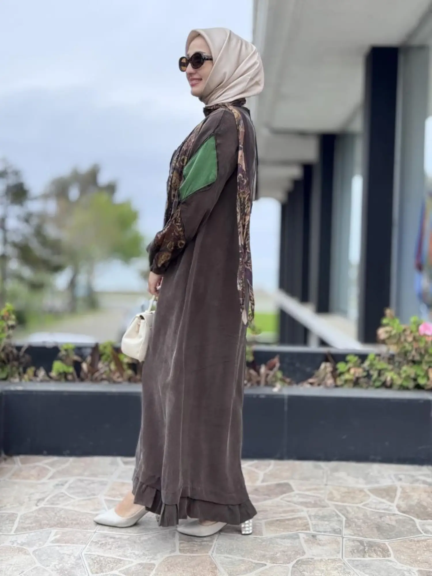 Misswhence Patcwork Detaylı Fularlı Elbise 37803