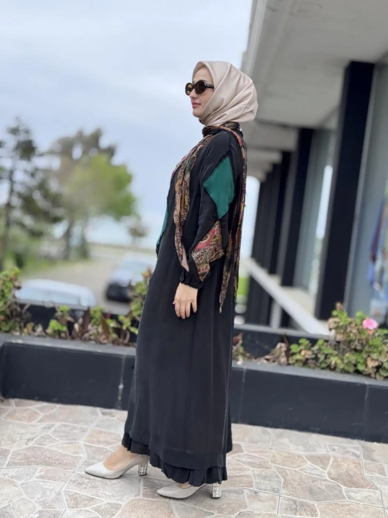 Misswhence Patcwork Detaylı Fularlı Elbise 37803