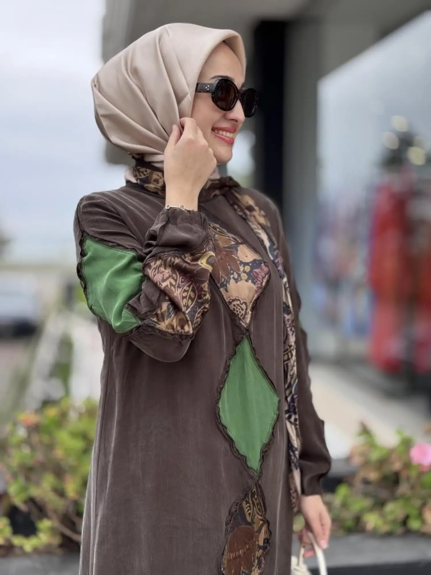 Misswhence Patcwork Detaylı Fularlı Elbise 37803