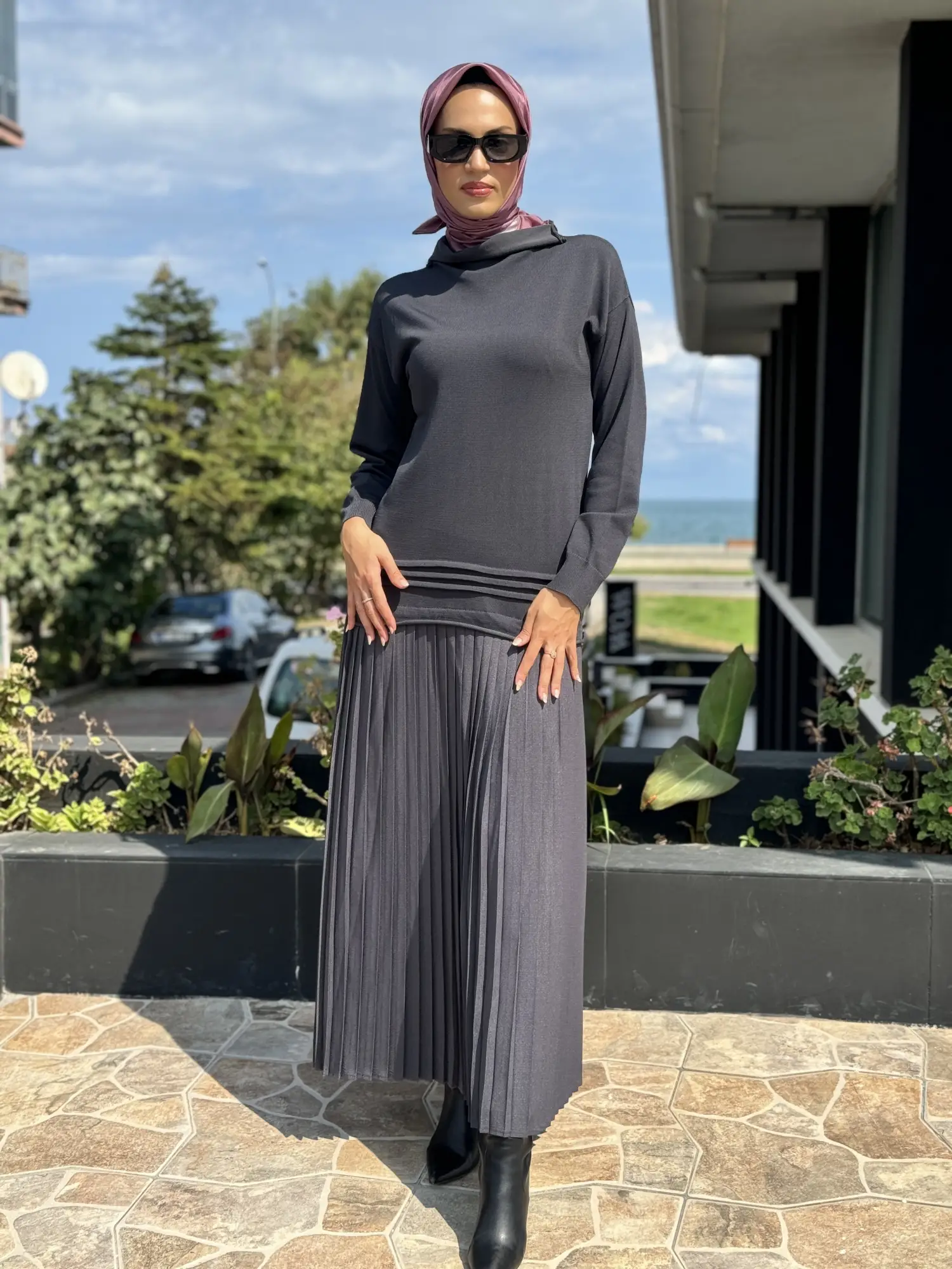 Misswhence Pliseli Triko Elbise 36813