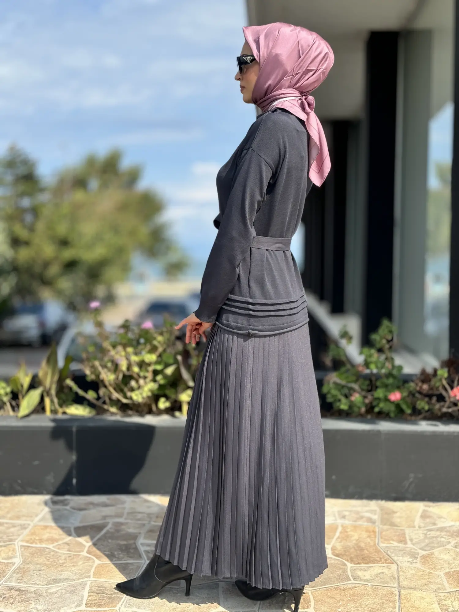 Misswhence Pliseli Triko Elbise 36813