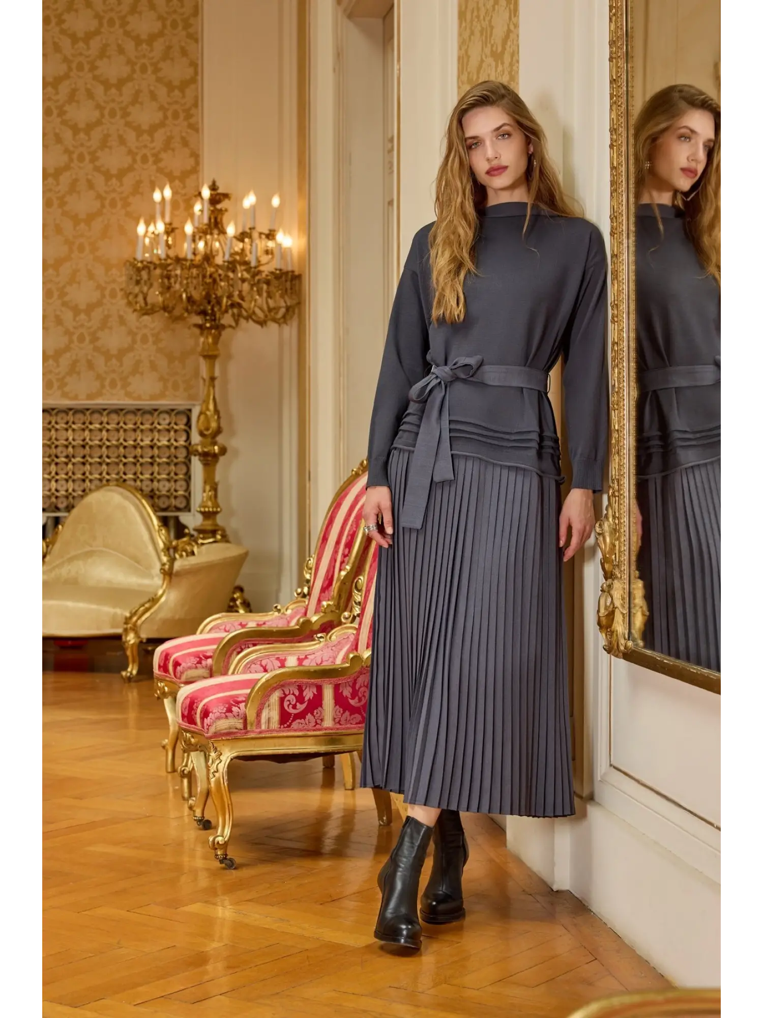 Misswhence Pliseli Triko Elbise 36813