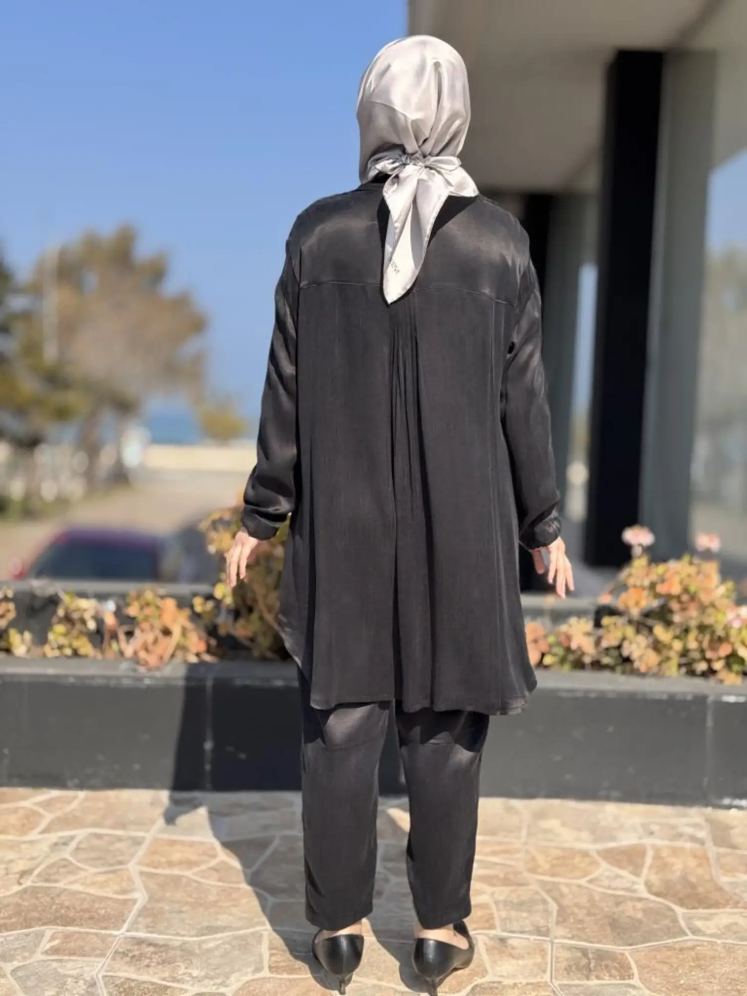 Misswhence Saten İpek Tunik Pantolon Takım 37017