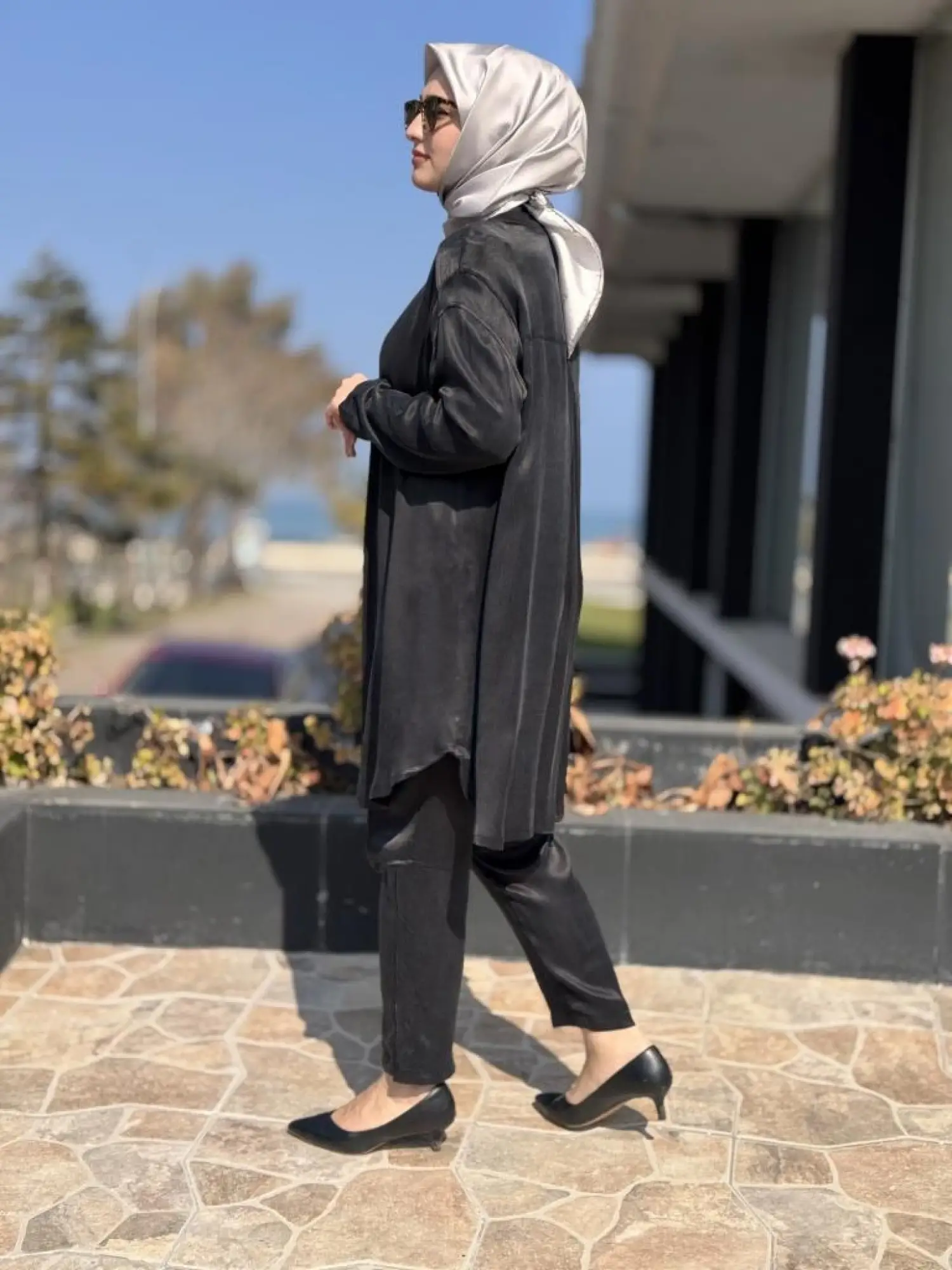 Misswhence Saten İpek Tunik Pantolon Takım 37017