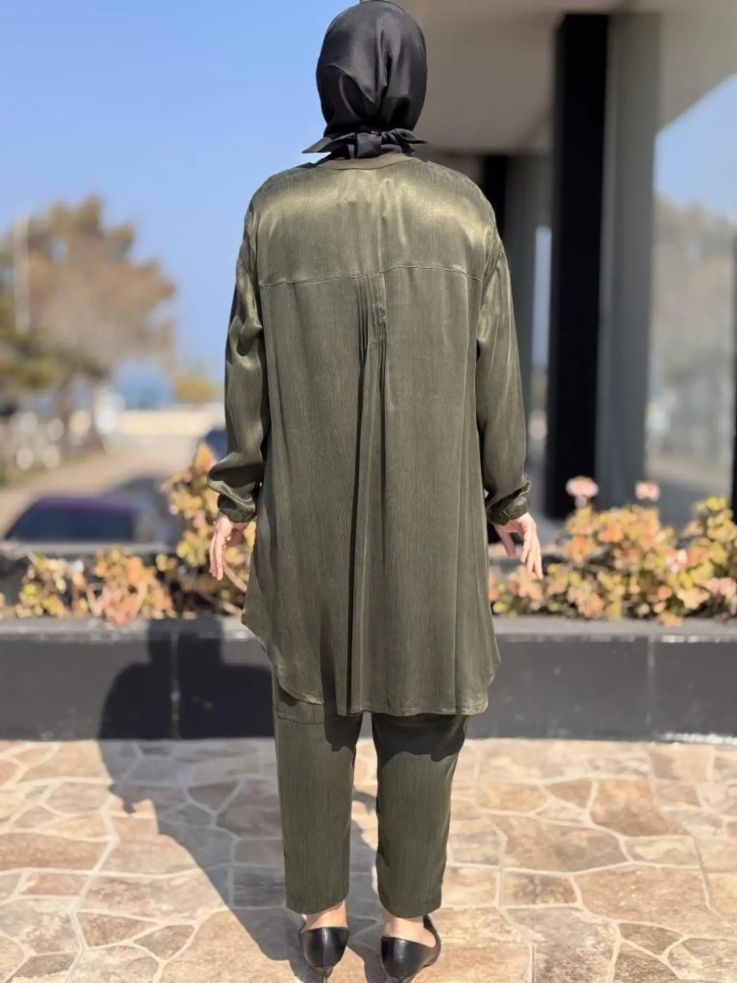 Misswhence Saten İpek Tunik Pantolon Takım 37017