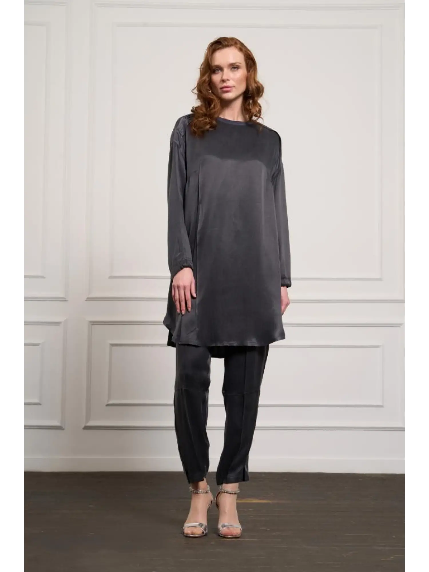 Misswhence Saten İpek Tunik Pantolon Takım 37017