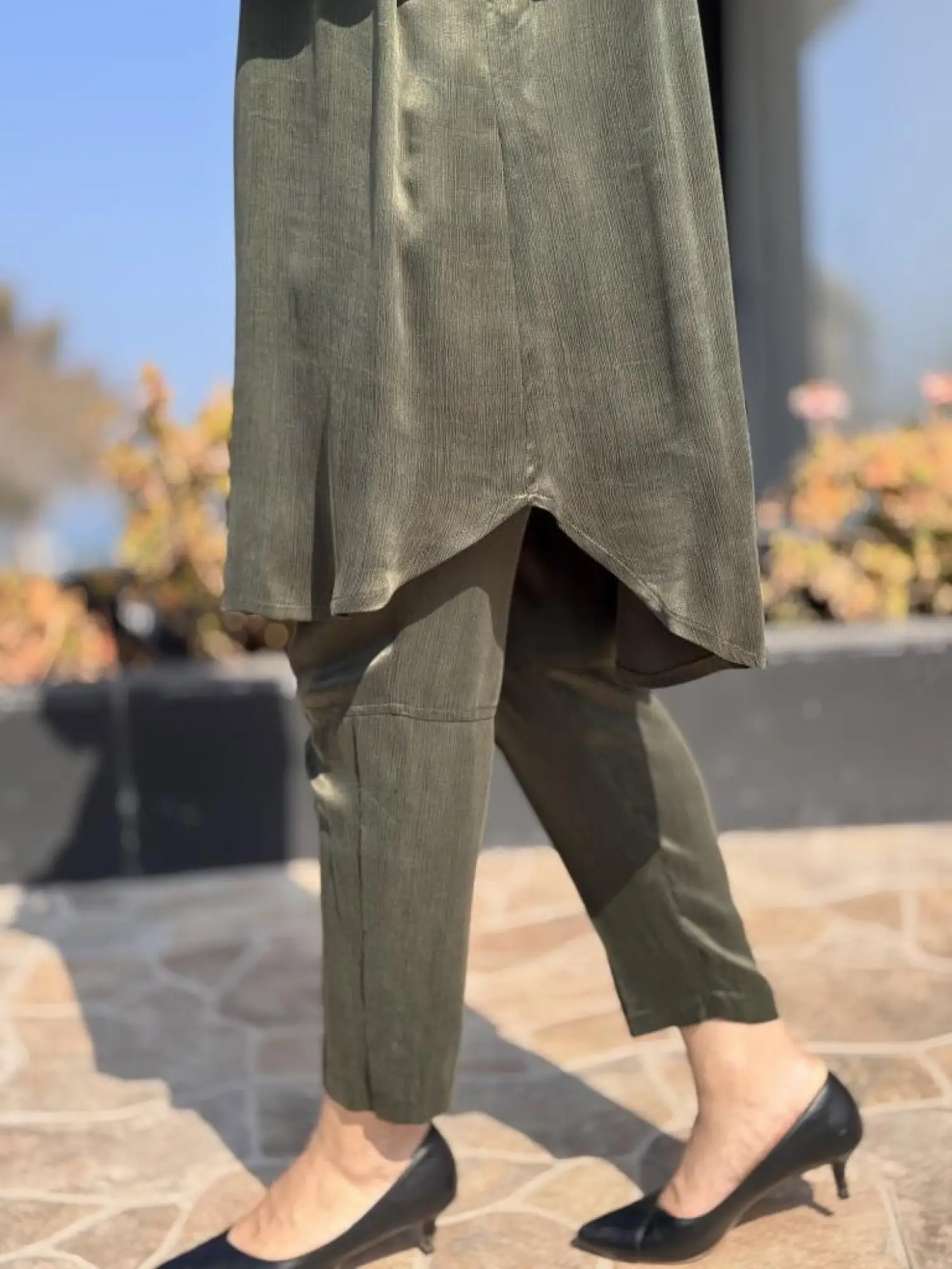 Misswhence Saten İpek Tunik Pantolon Takım 37017