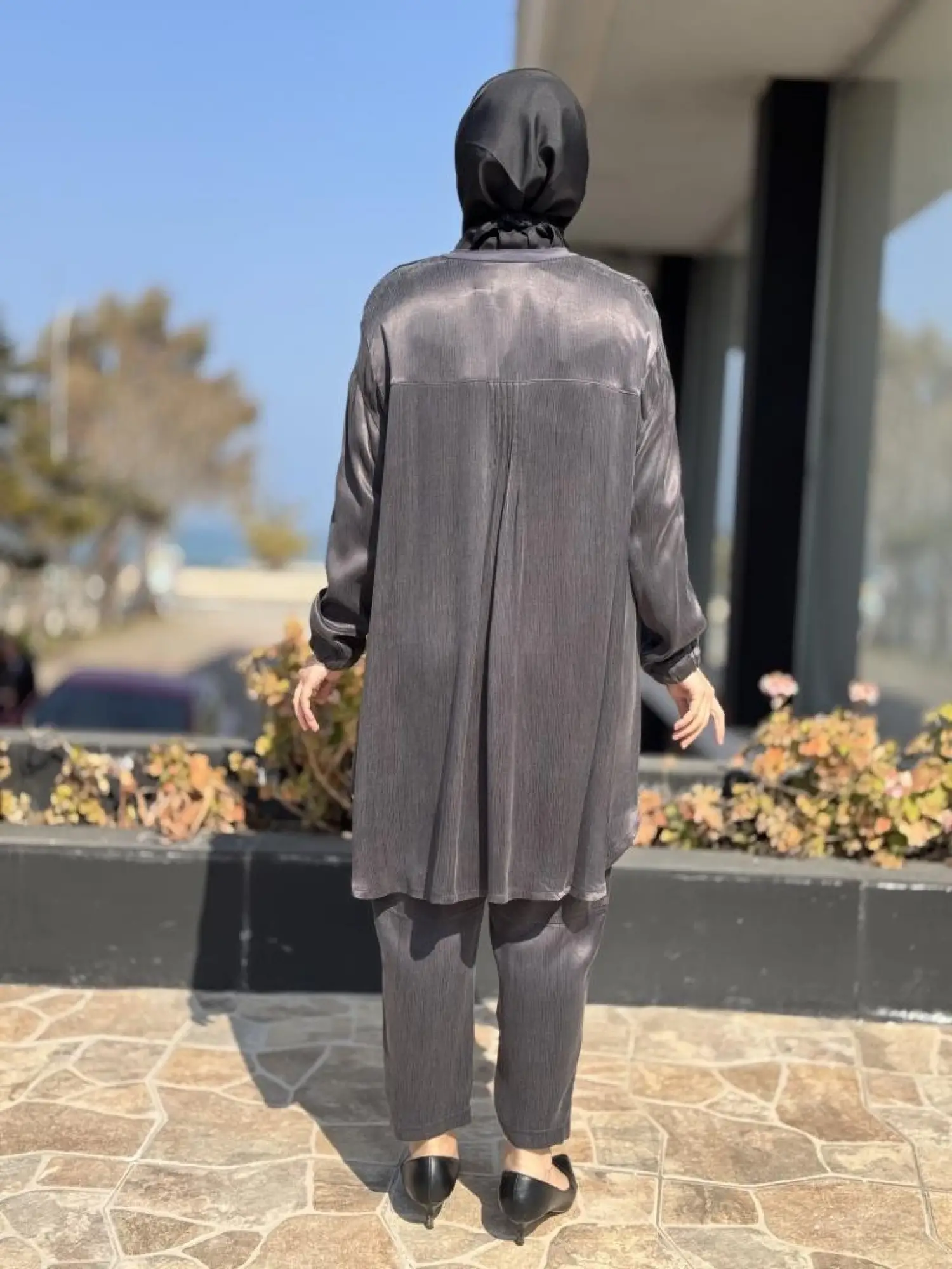 Misswhence Saten İpek Tunik Pantolon Takım 37017