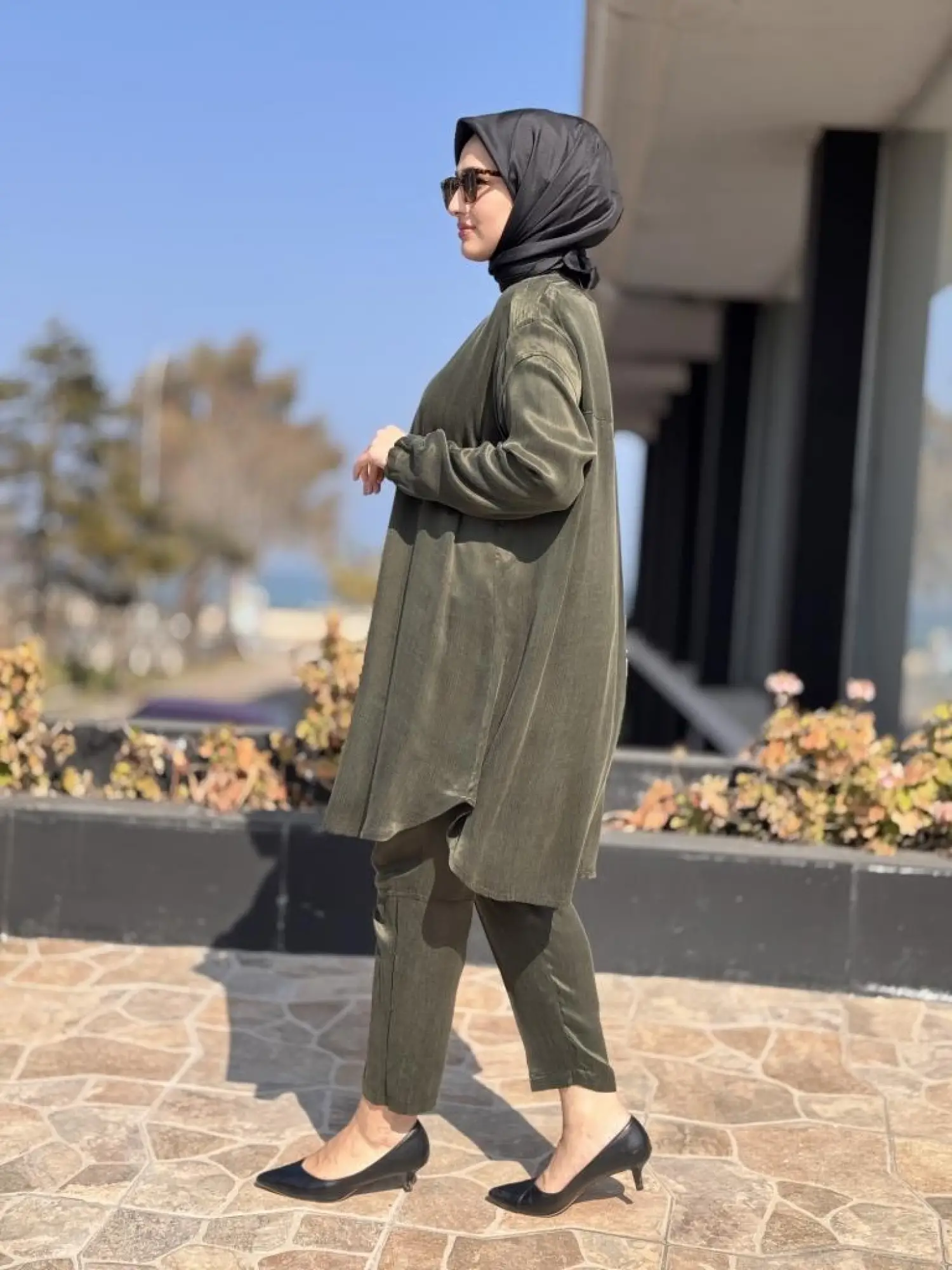 Misswhence Saten İpek Tunik Pantolon Takım 37017