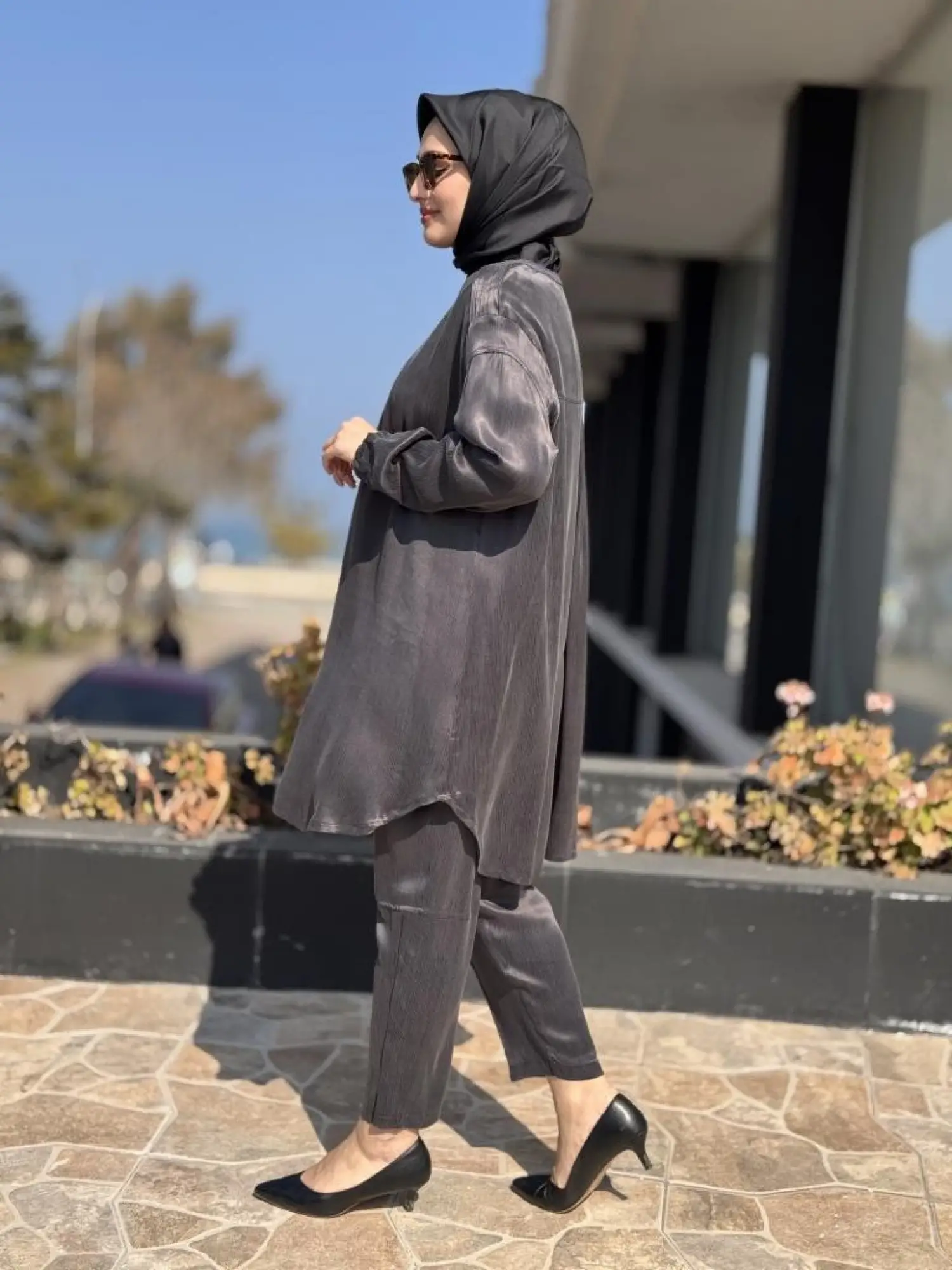 Misswhence Saten İpek Tunik Pantolon Takım 37017