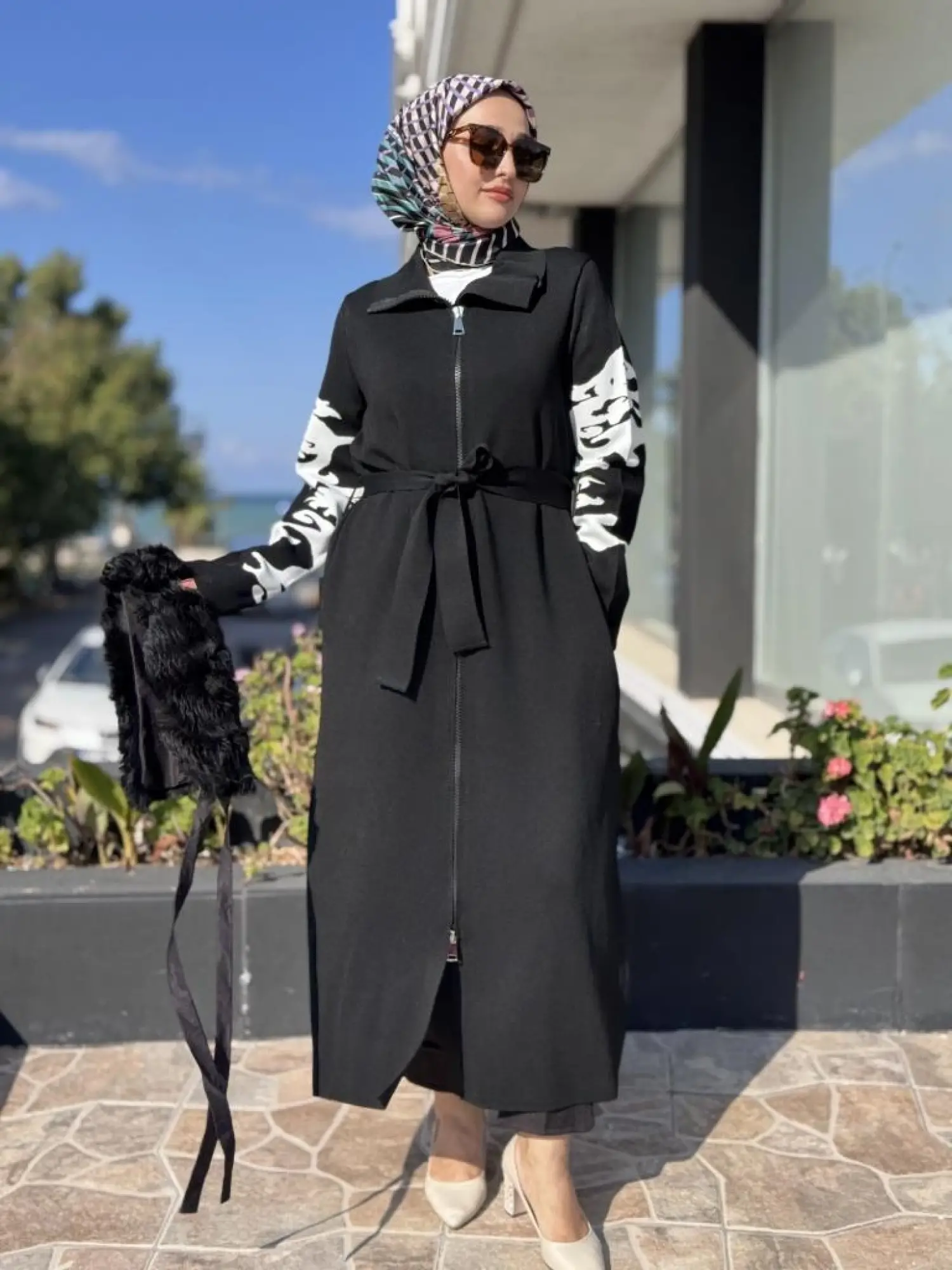 Misswhence Seyyar Kürklü Çelik Örme Fermuarlı Uzun Triko Kap MİSS266