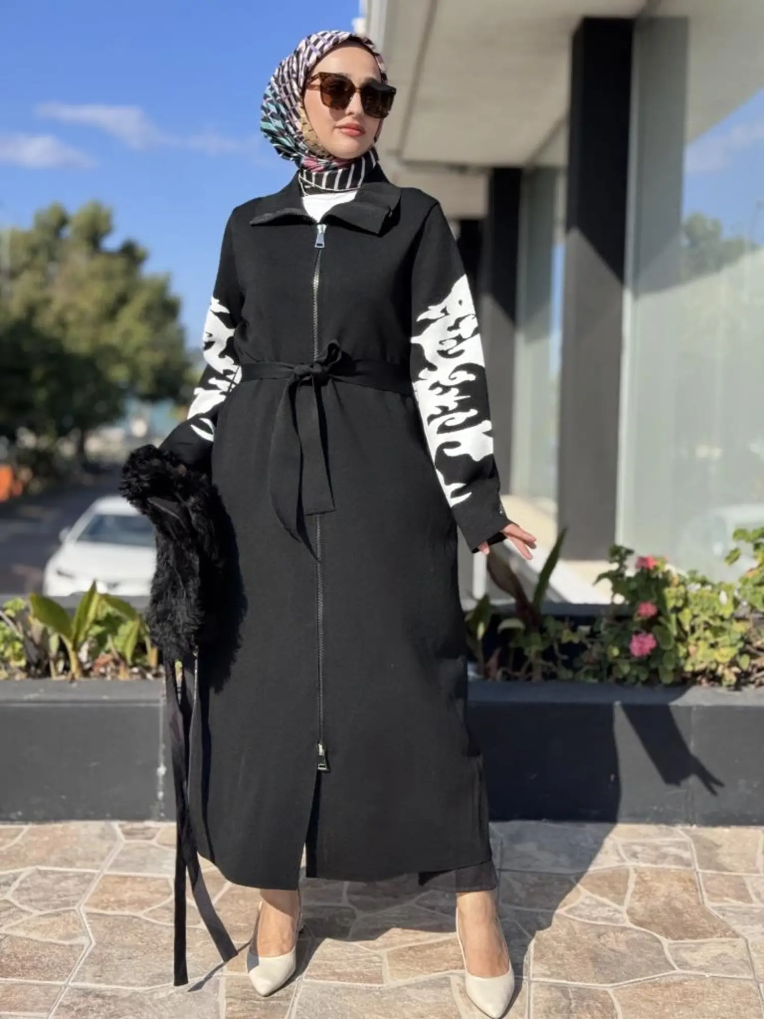 Misswhence Seyyar Kürklü Çelik Örme Fermuarlı Uzun Triko Kap MİSS266