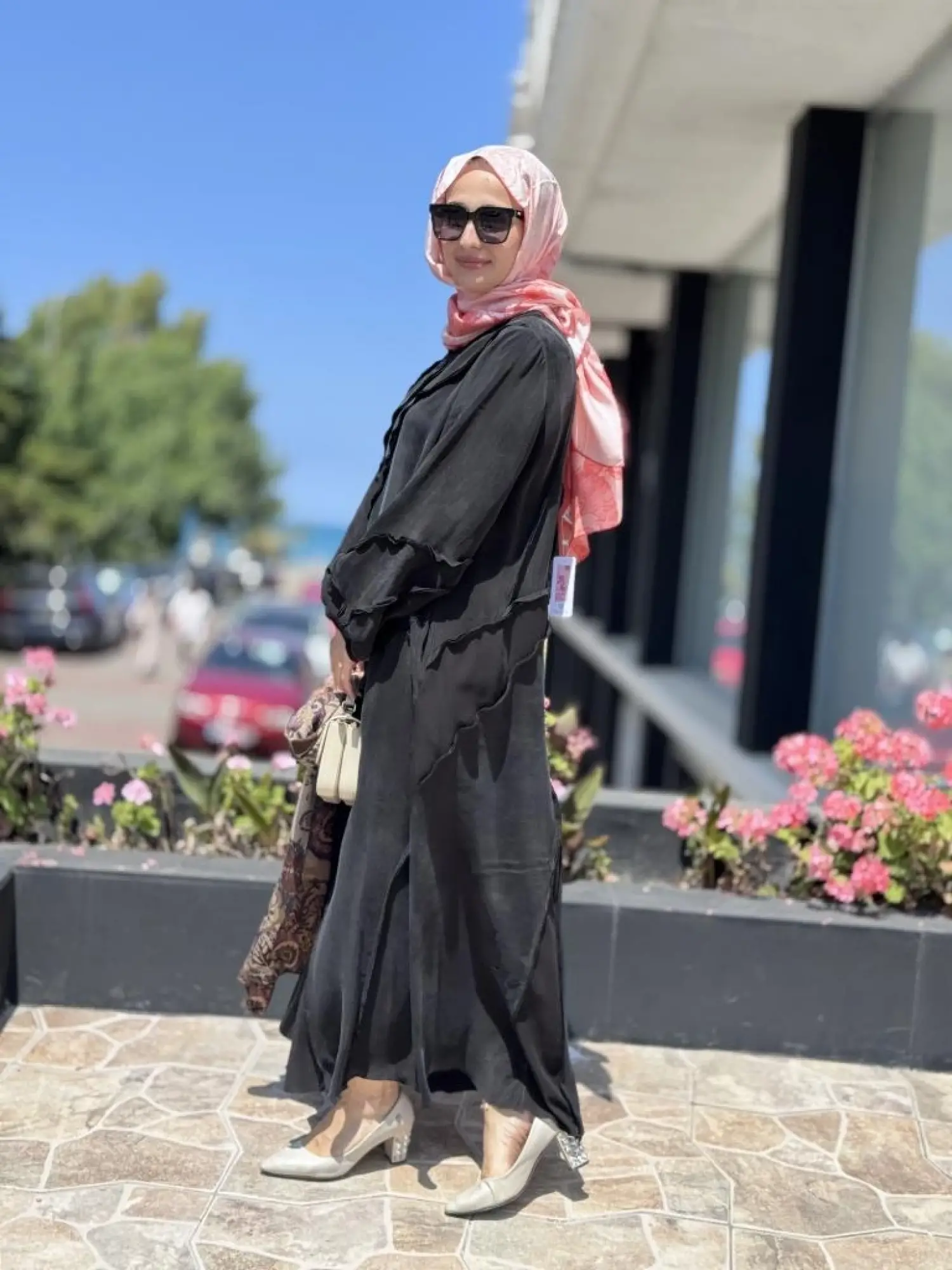 Misswhence Şifon Detaylı Nervürlü Büyük Beden Şallı Cupra İpek Elbise V3175