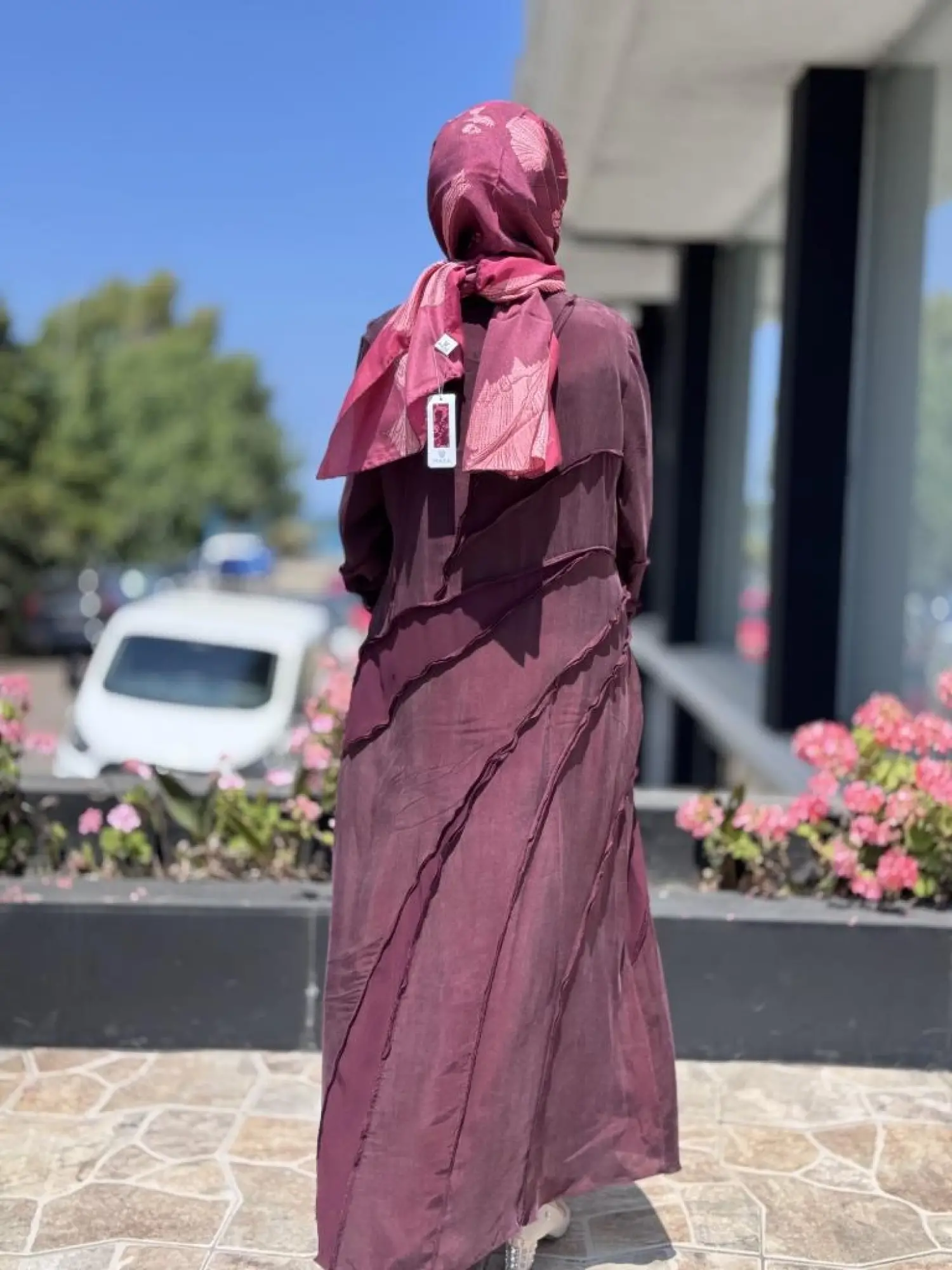 Misswhence Şifon Detaylı Nervürlü Büyük Beden Şallı Cupra İpek Elbise V3175