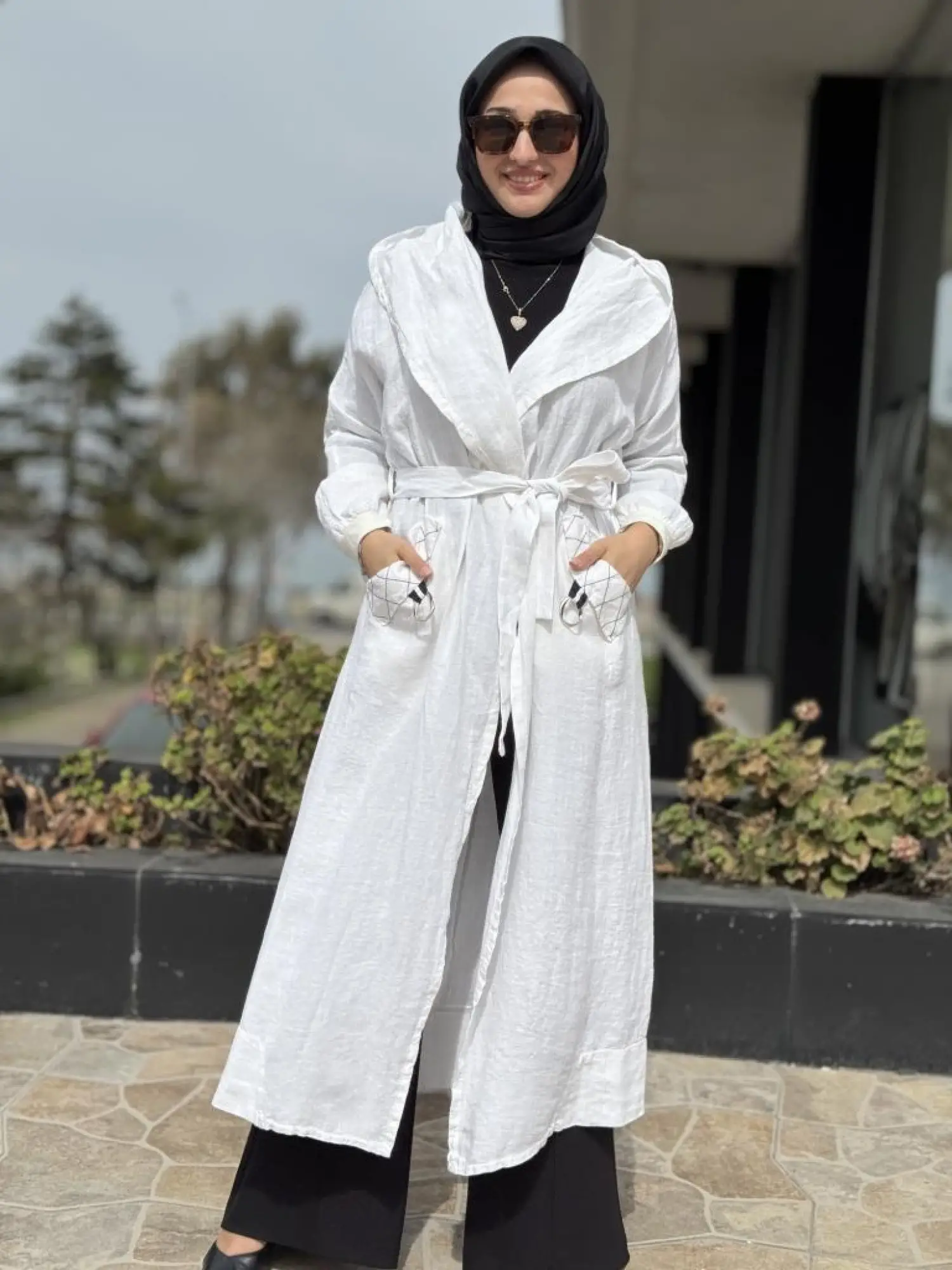 Misswhence Sırt Detaylı Kapüşonlu Keten Kap 37401