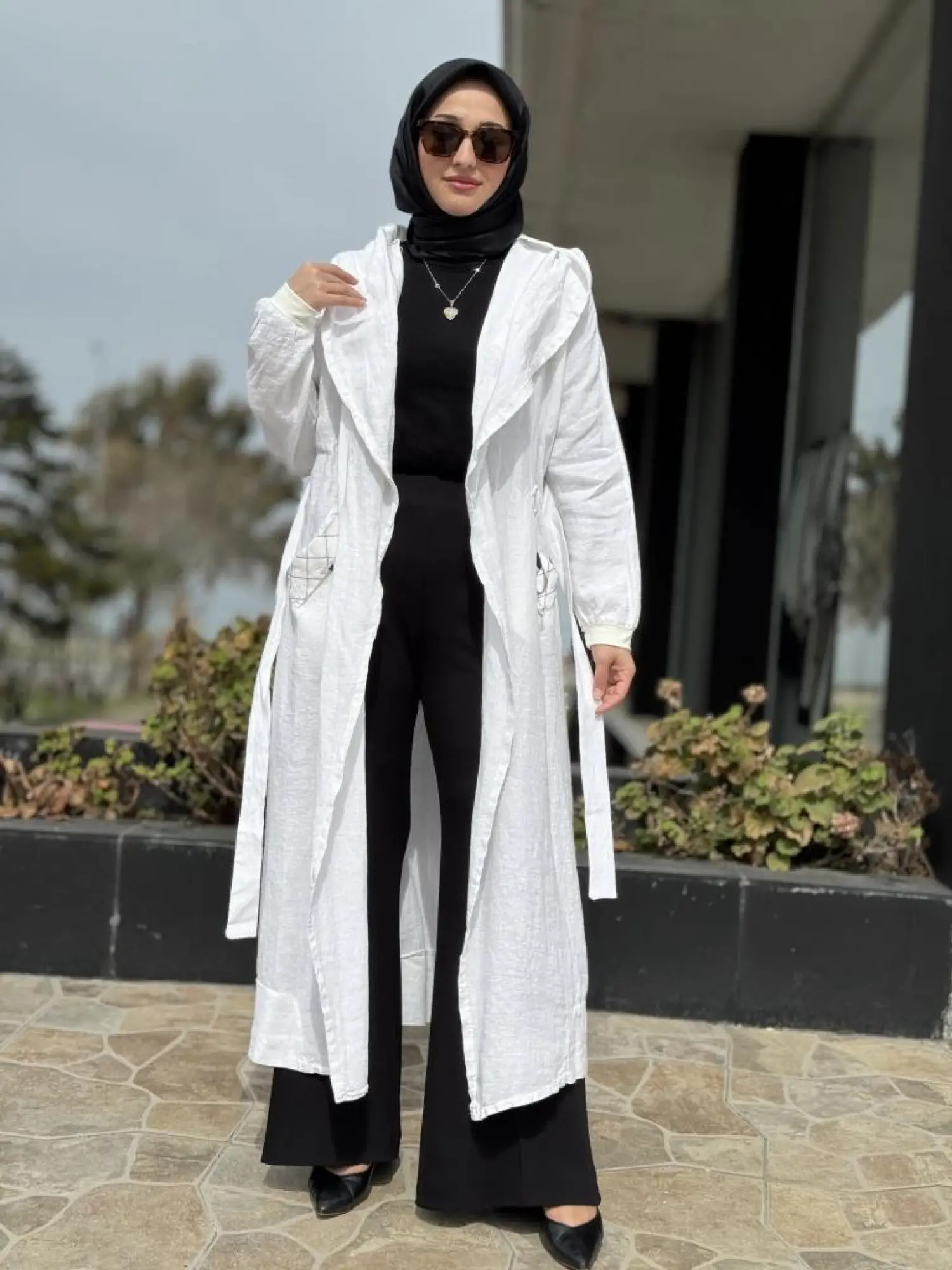 Misswhence Sırt Detaylı Kapüşonlu Keten Kap 37401