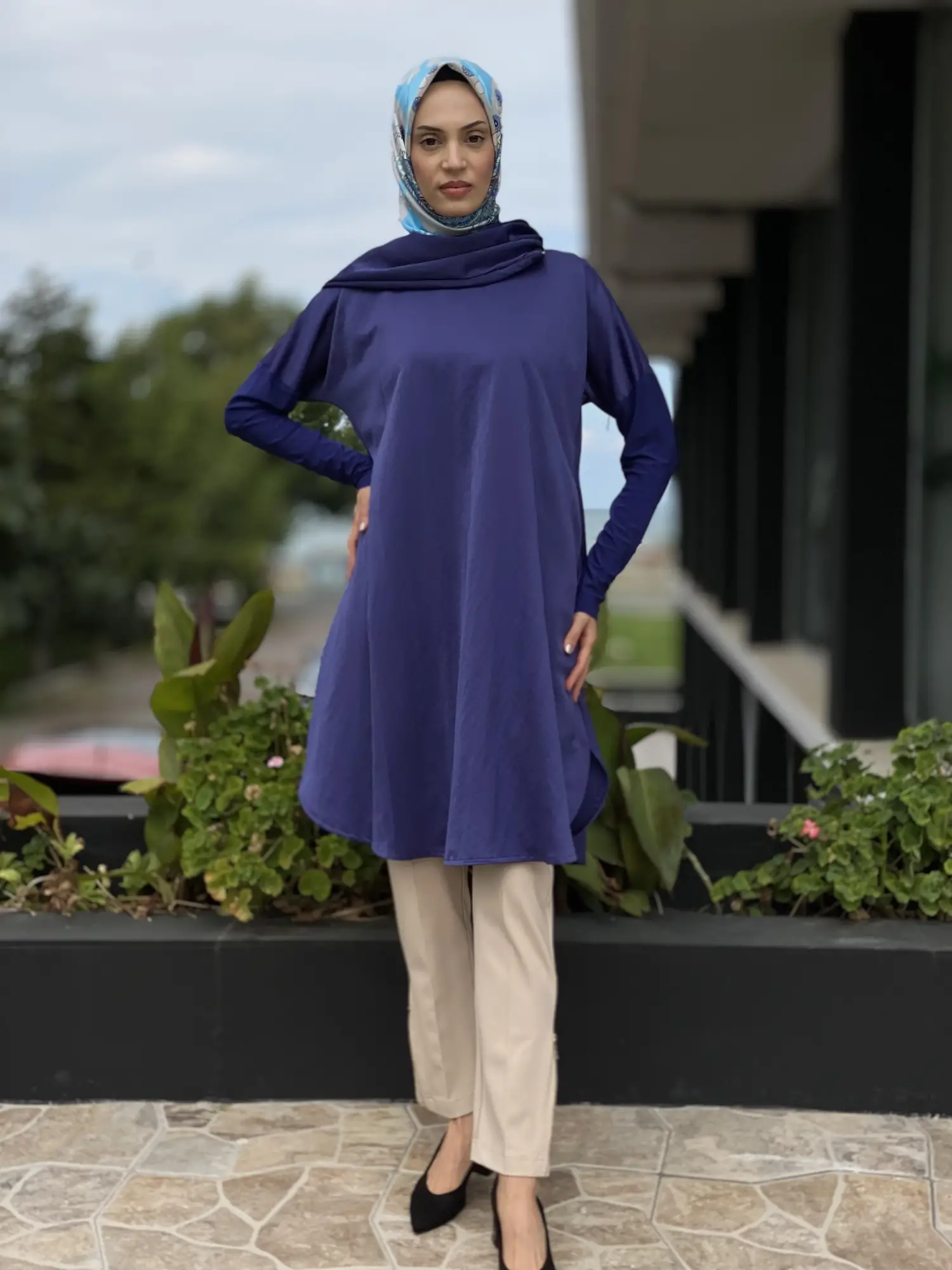 Misswhence Sırtı Fermuarlı Şal Yaka Viscon Tunik 34030