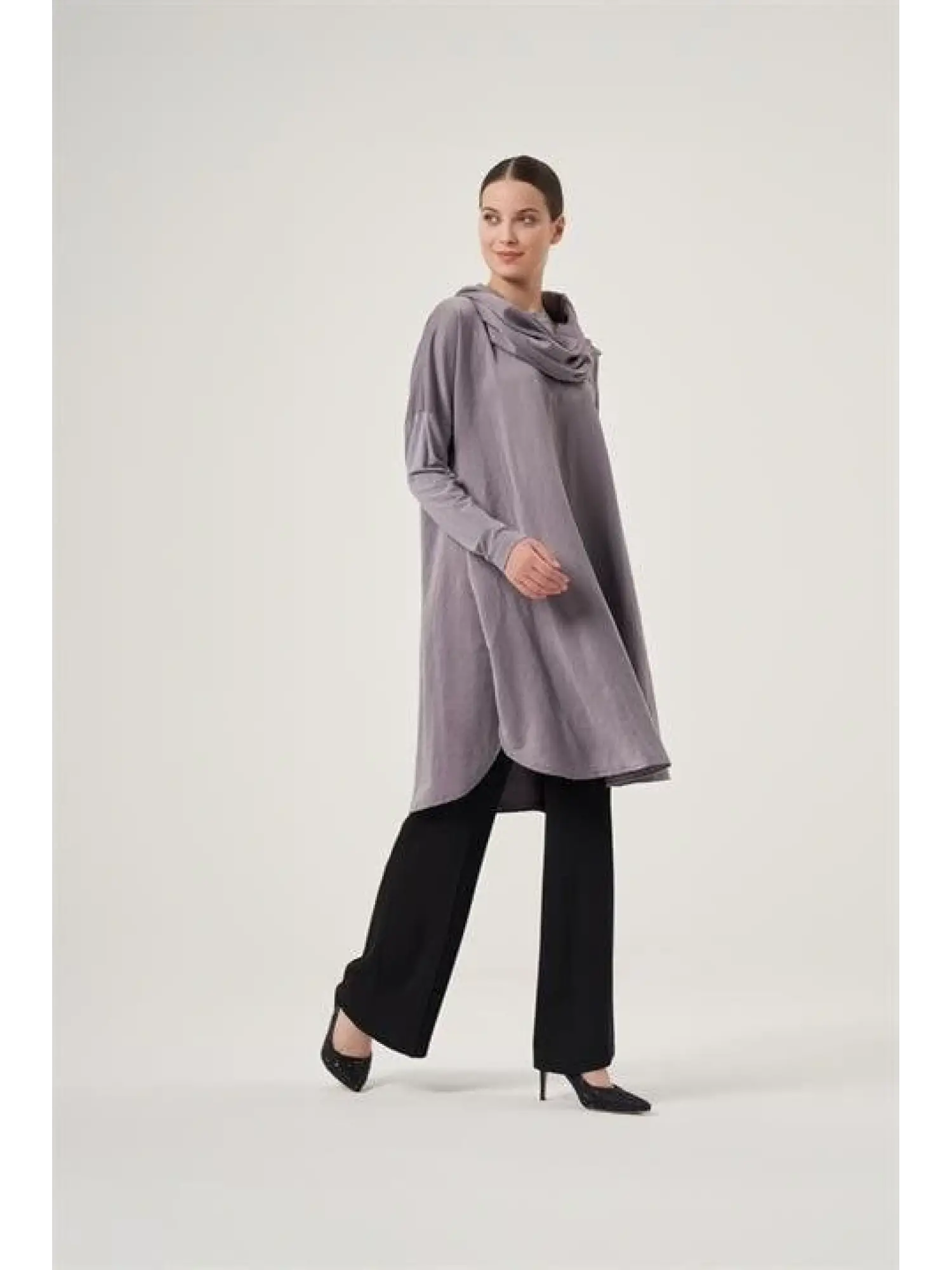 Misswhence Sırtı Fermuarlı Şal Yaka Viscon Tunik 34030