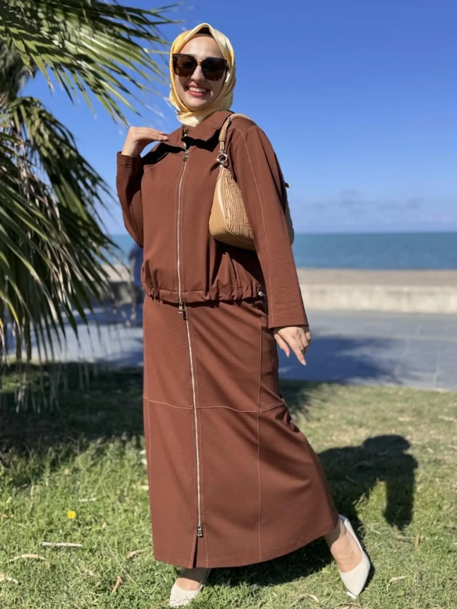 Misswhence Spor Dikişli Fermuarlı Ceket Etek Takım 38201